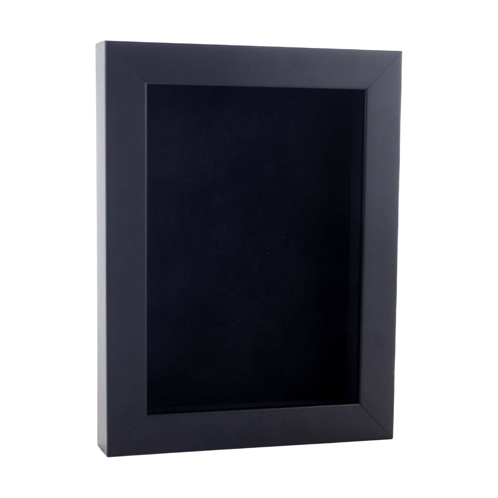 6x8 Shadow Box Frame Black Wood | with a 3/4" Usable Display Depth | Includes a Black Real Suede Texture Acid-Free