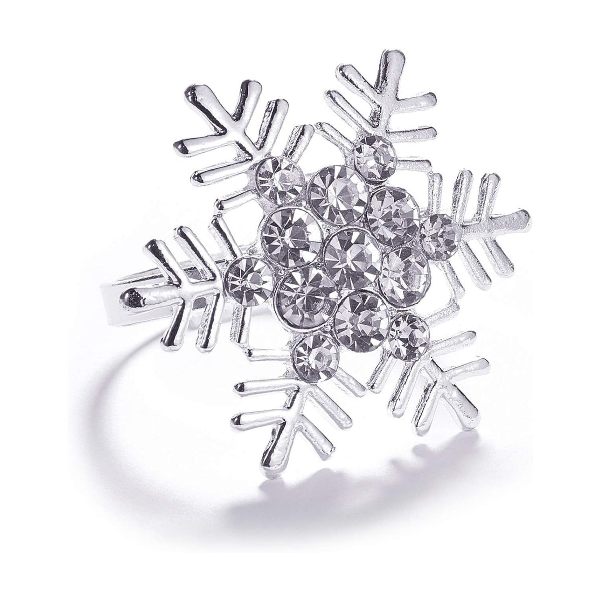 Legigo Set of 8 Christmas Xmas Snowflake Napkin Rings Set- Metal Diamond Snow Xmas Napkin Ring Holders for Cloth Napkins, Christmas Holiday Party Dinner Table Decoration