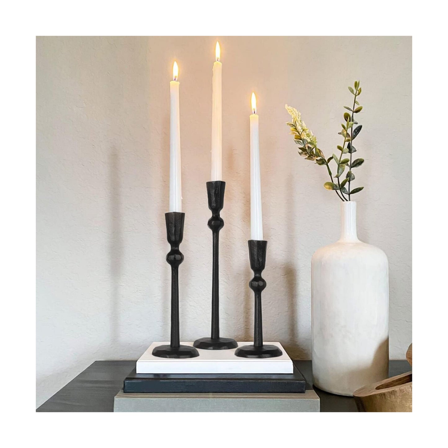 Iron Taper Candle Holder - Set of 3 Decorative Candle Stand | Candlestick Holder for Wedding, Dinning, Party