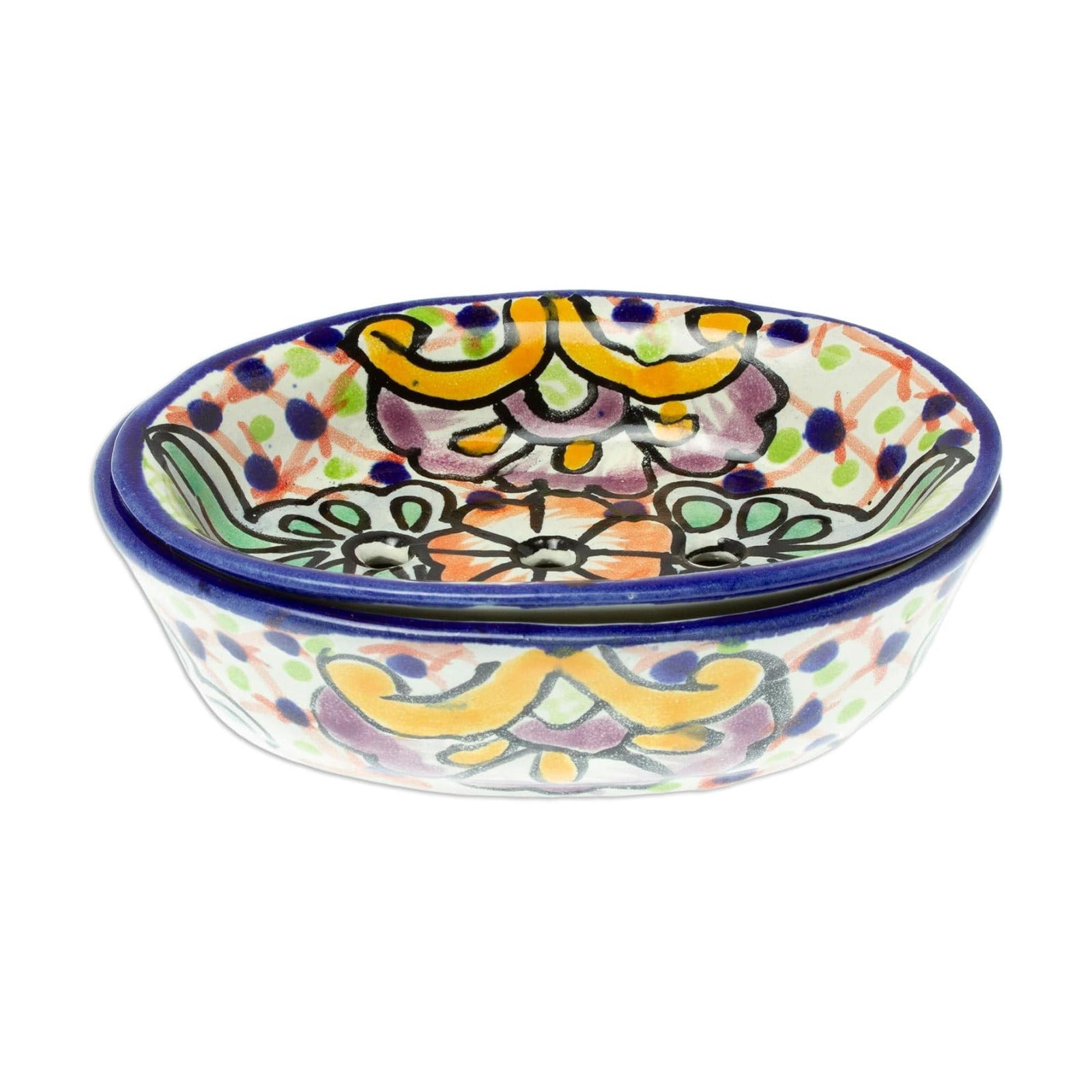 Artisan Handcrafted Talavera Style Ceramic Soap Dish