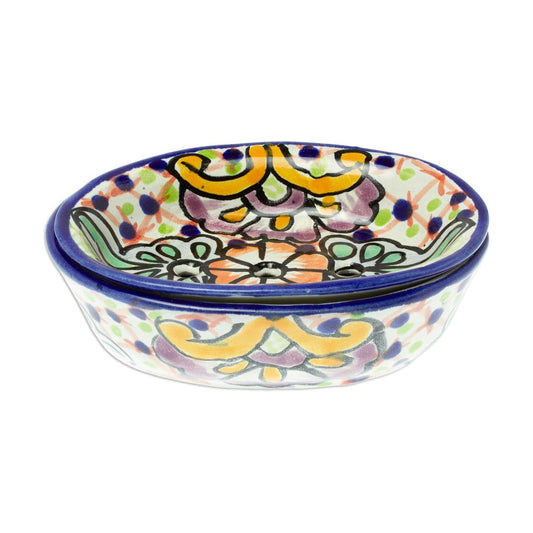 Artisan Handcrafted Talavera Style Ceramic Soap Dish