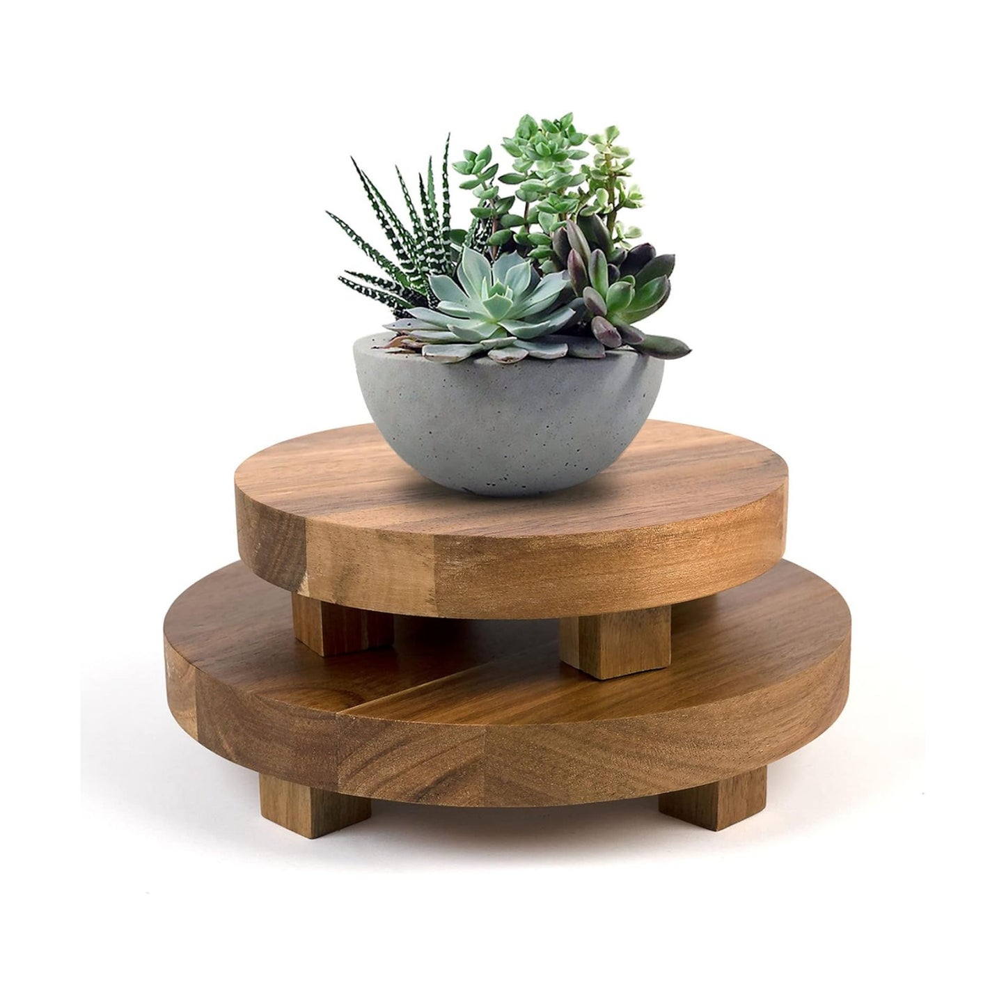 Wood Pedestal Stand 7- Round / Natural / 9 Inch / Set of 2