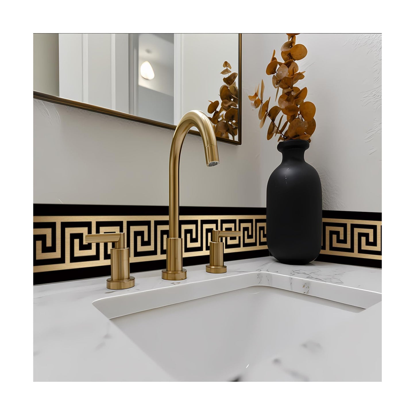 Self Adhesive Skirting Wall Waist Line Decal / Brushed Gold / 3.9 x 78.7