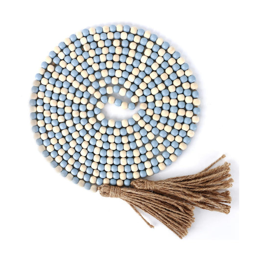 Wood Beads Garland / Mix Light Blue and Beige