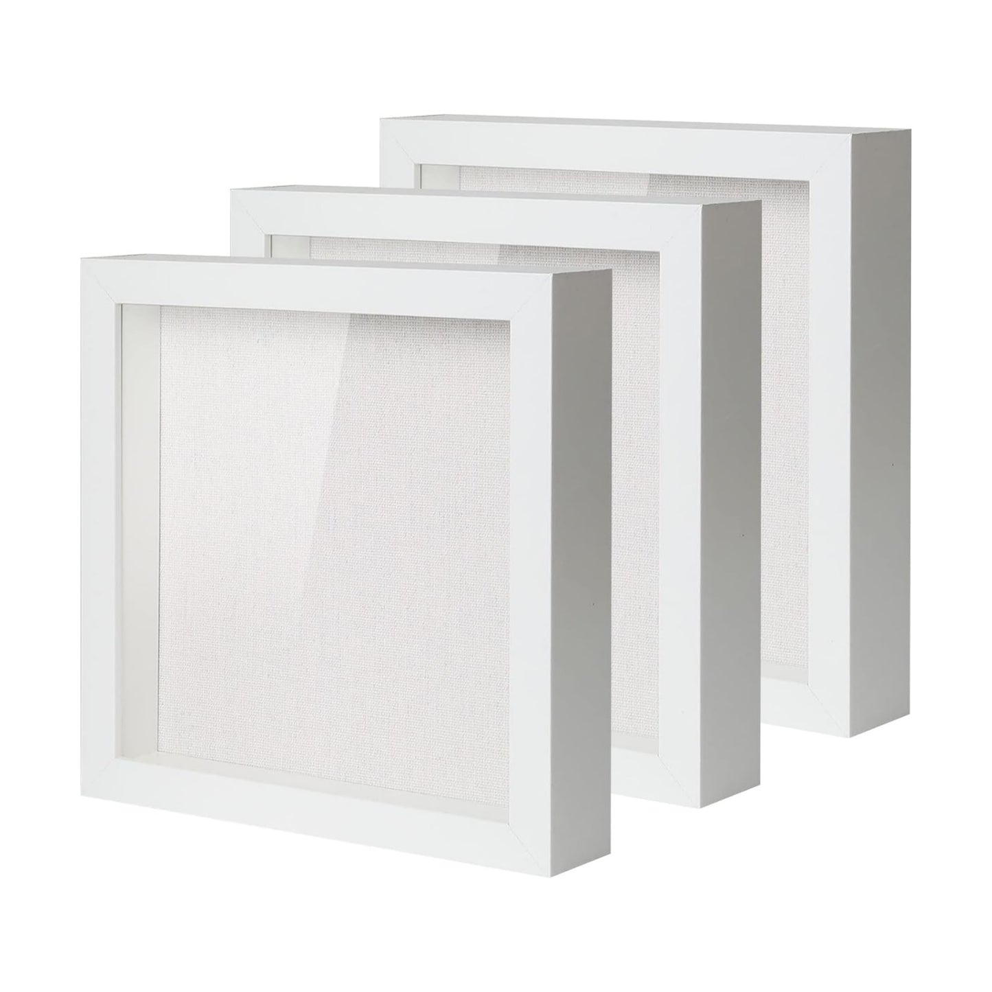 Muzilife 10x10 Shadow Box Wood Picture Frame, HD Glass, 3PCS, Black | FSC-Certified MDF | Soft Acid-free Linen Board