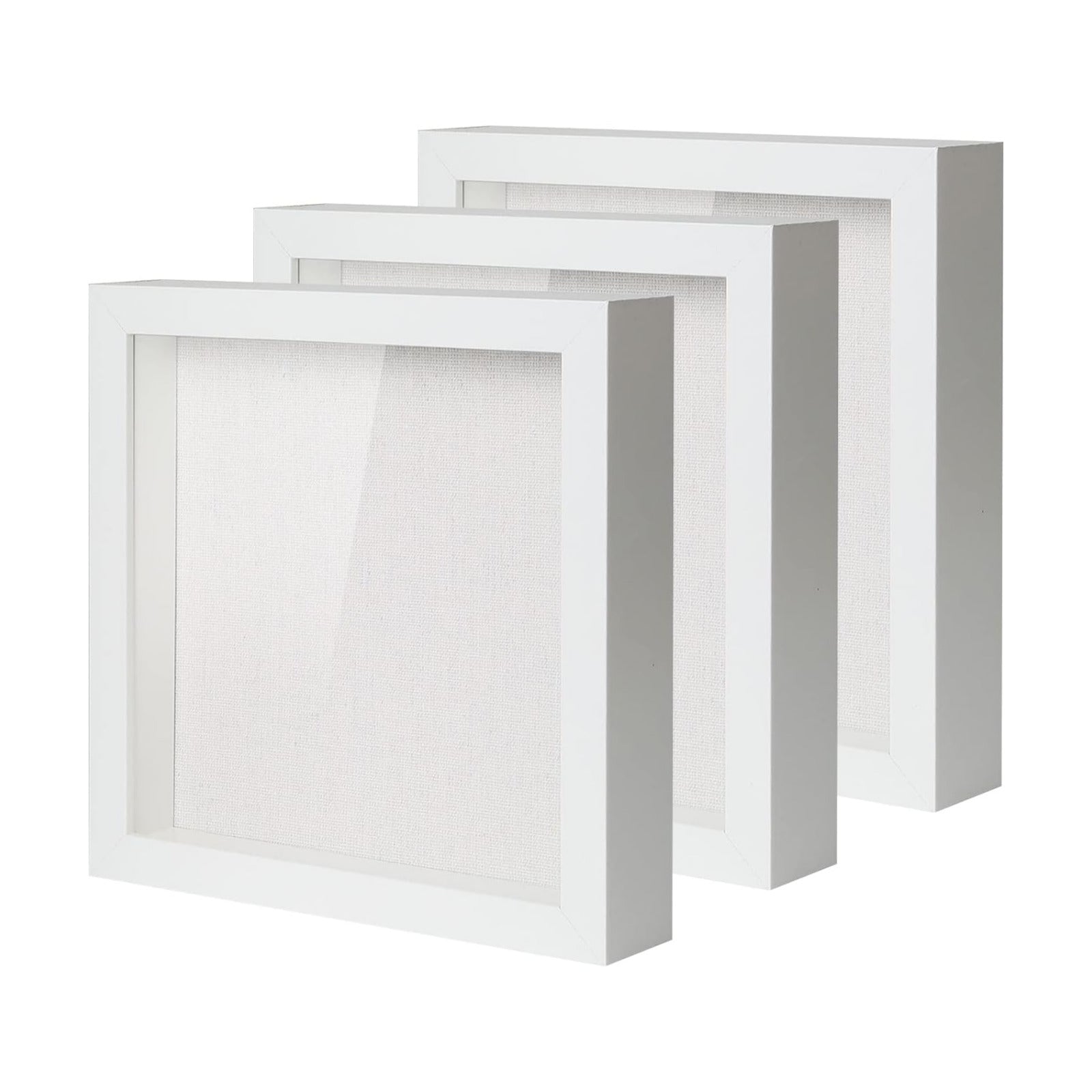 Muzilife 10x10 Shadow Box Wood Picture Frame, HD Glass, 3PCS, Black | FSC-Certified MDF | Soft Acid-free Linen Board