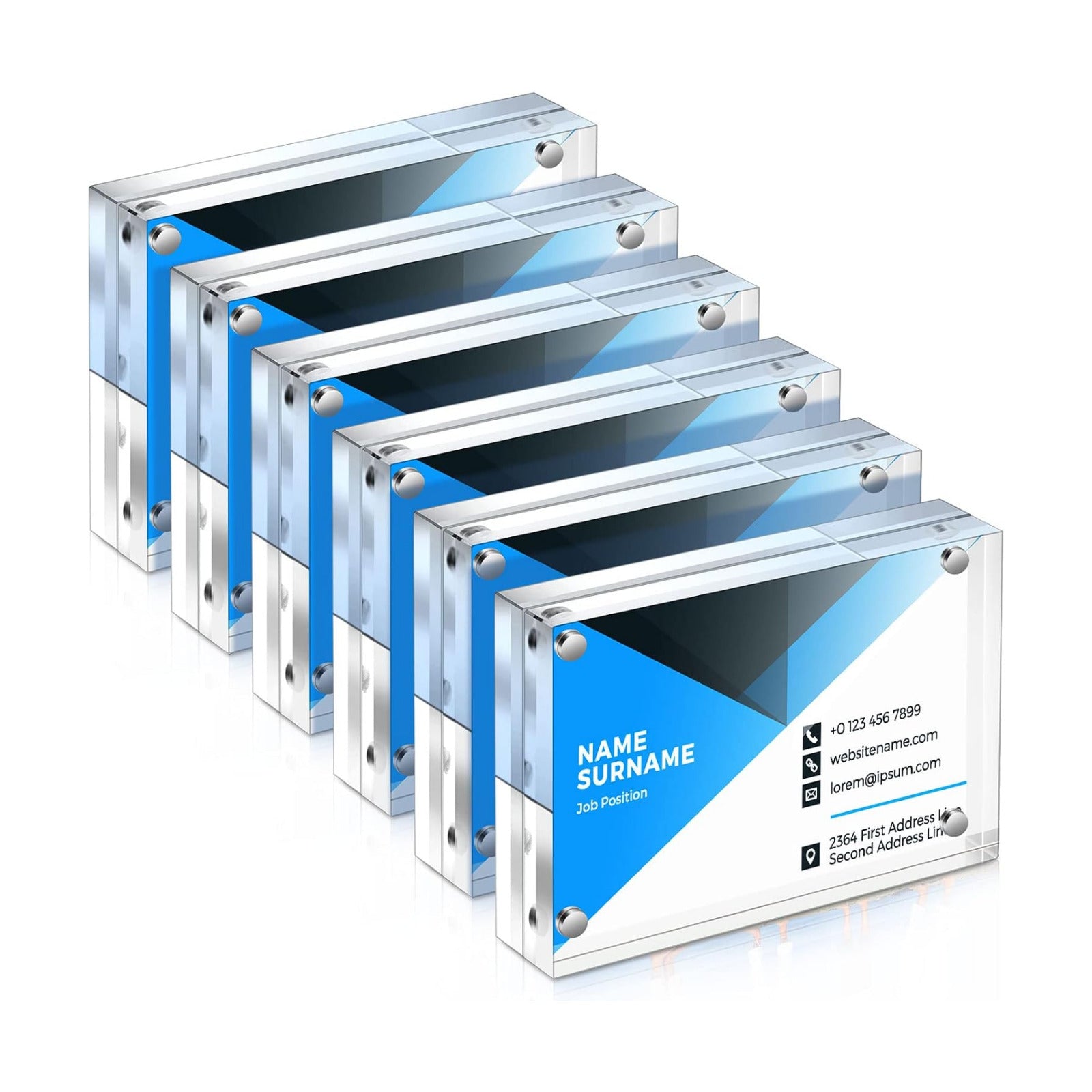 Xuhal 12 Pcs Acrylic Business Card Frame 2.5 x 3.5 Inch Picture Frames | 20mm Thickness Frameless, Clear Double Sided