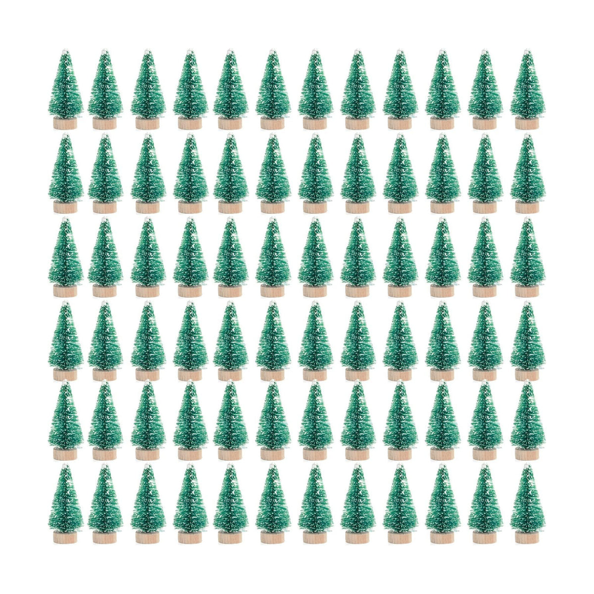 72Pcs Frosted Christmas Trees Artificial Sisal Tree with Wood Tree Base Home Decor for Party Green