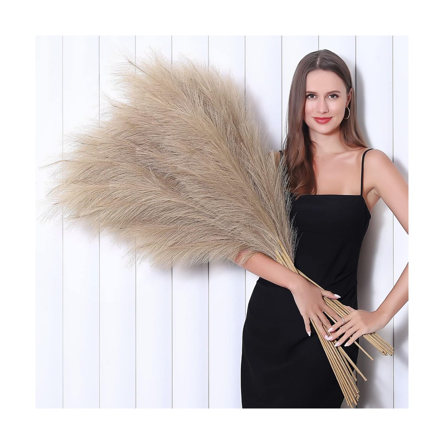 Tall Faux Pampas Grass Decor / Brown / 45 Inch / Set of 8