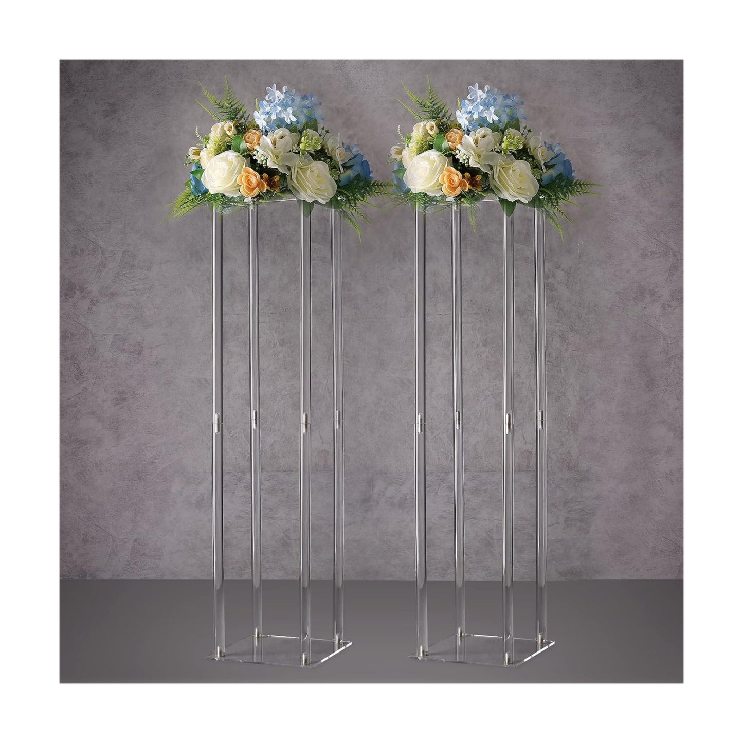 YALLOVE 2-Pack 31.5-Inch Clear Acrylic Flower Stands | Pedestal Centerpieces for Wedding, Baby Shower and Birthday