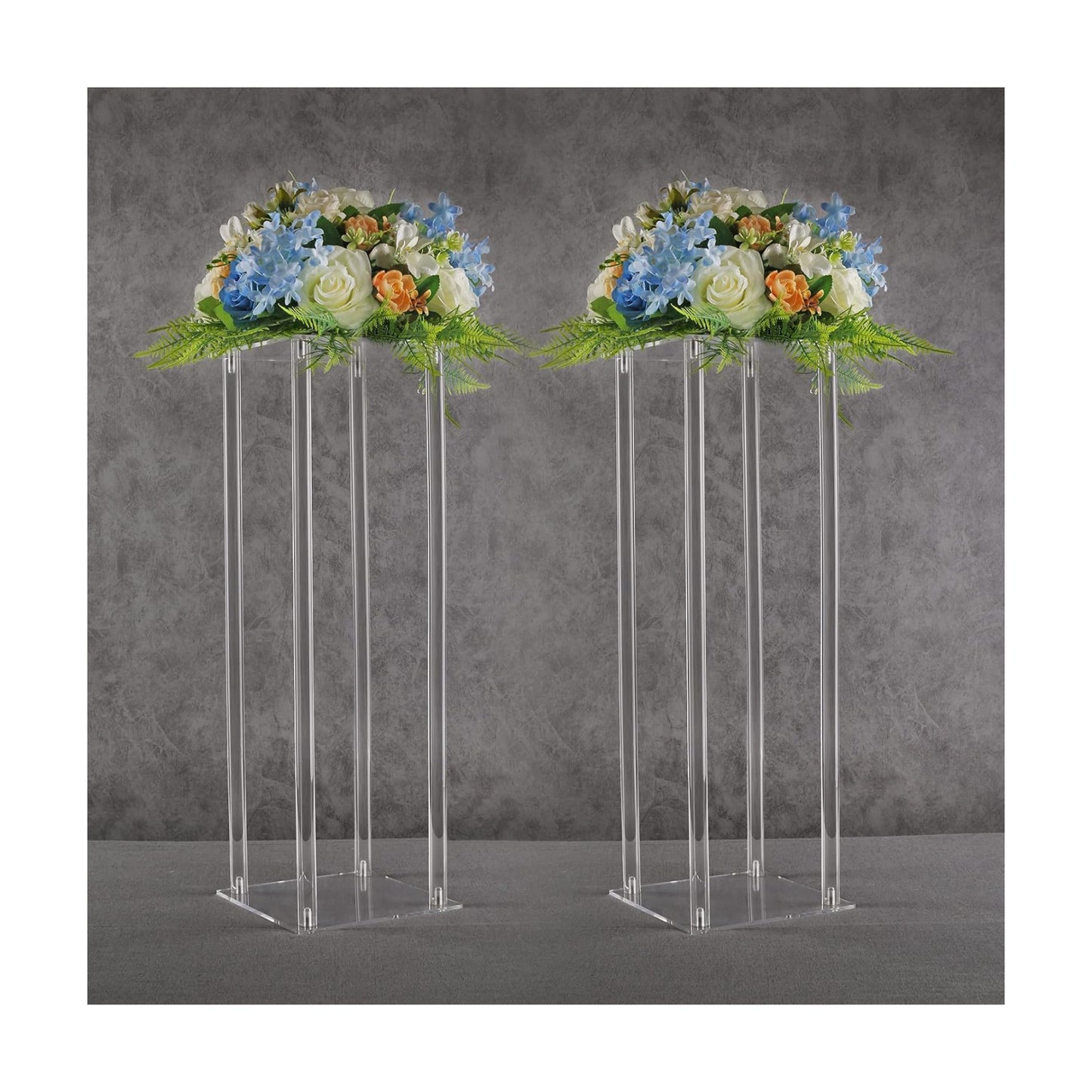 YALLOVE 2-Pack 23.6-Inch Clear Acrylic Flower Stands | Pedestal Centerpieces for Wedding, Baby Shower and Birthday