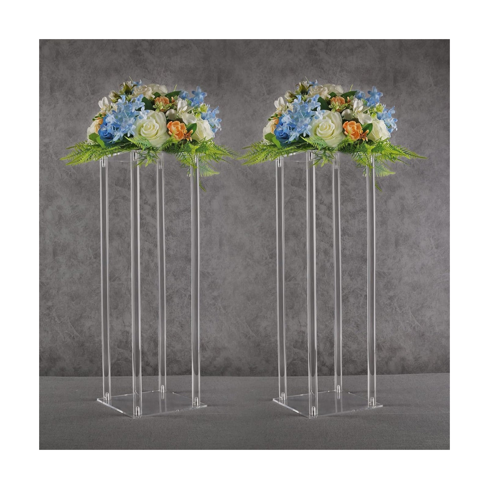 YALLOVE 2-Pack 23.6-Inch Clear Acrylic Flower Stands | Pedestal Centerpieces for Wedding, Baby Shower and Birthday