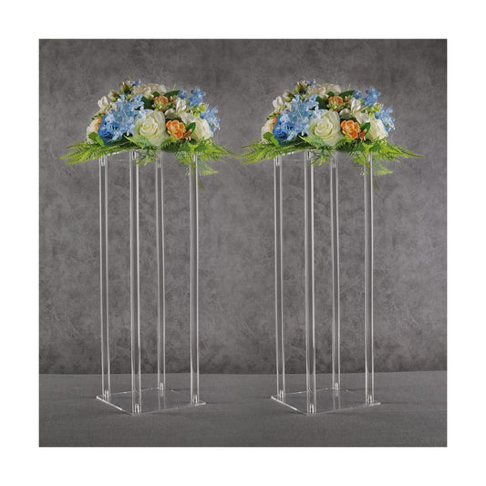 YALLOVE 2-Pack 23.6-Inch Clear Acrylic Flower Stands | Pedestal Centerpieces for Wedding, Baby Shower and Birthday