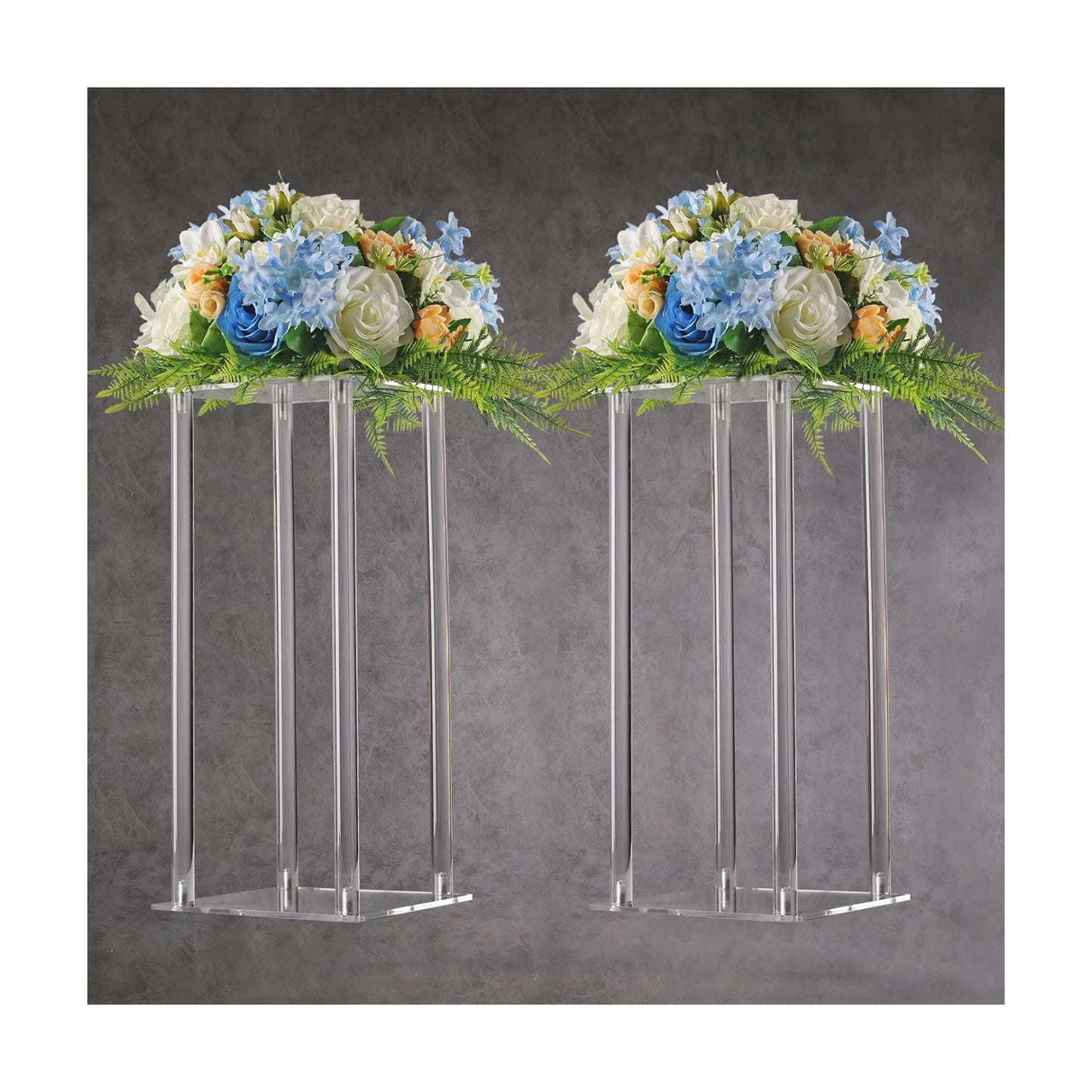 YALLOVE 2-Pack 15.75-Inch Clear Acrylic Flower Stands | Pedestal Centerpieces for Wedding, Baby Shower and Birthday