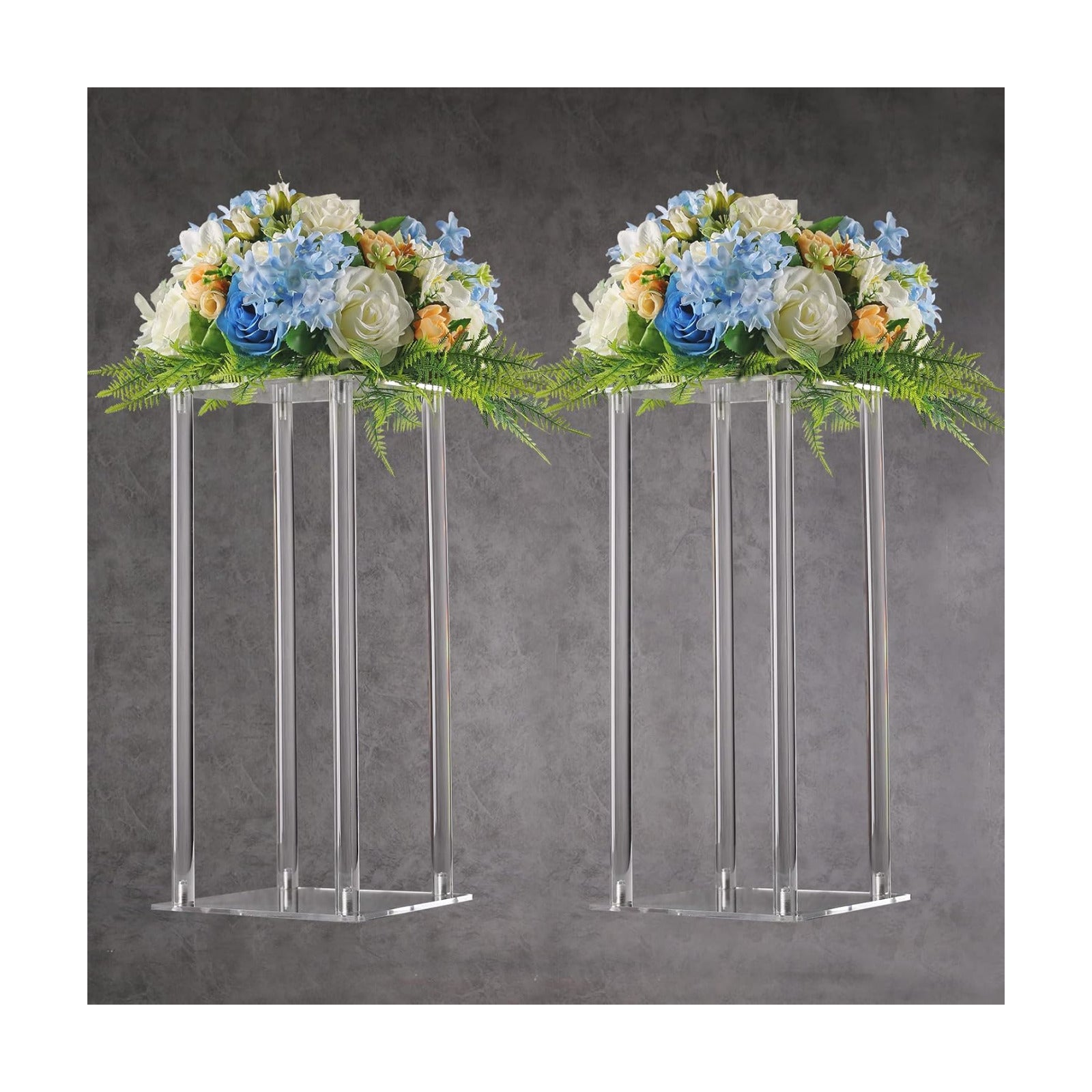 YALLOVE 2-Pack 15.75-Inch Clear Acrylic Flower Stands | Pedestal Centerpieces for Wedding, Baby Shower and Birthday