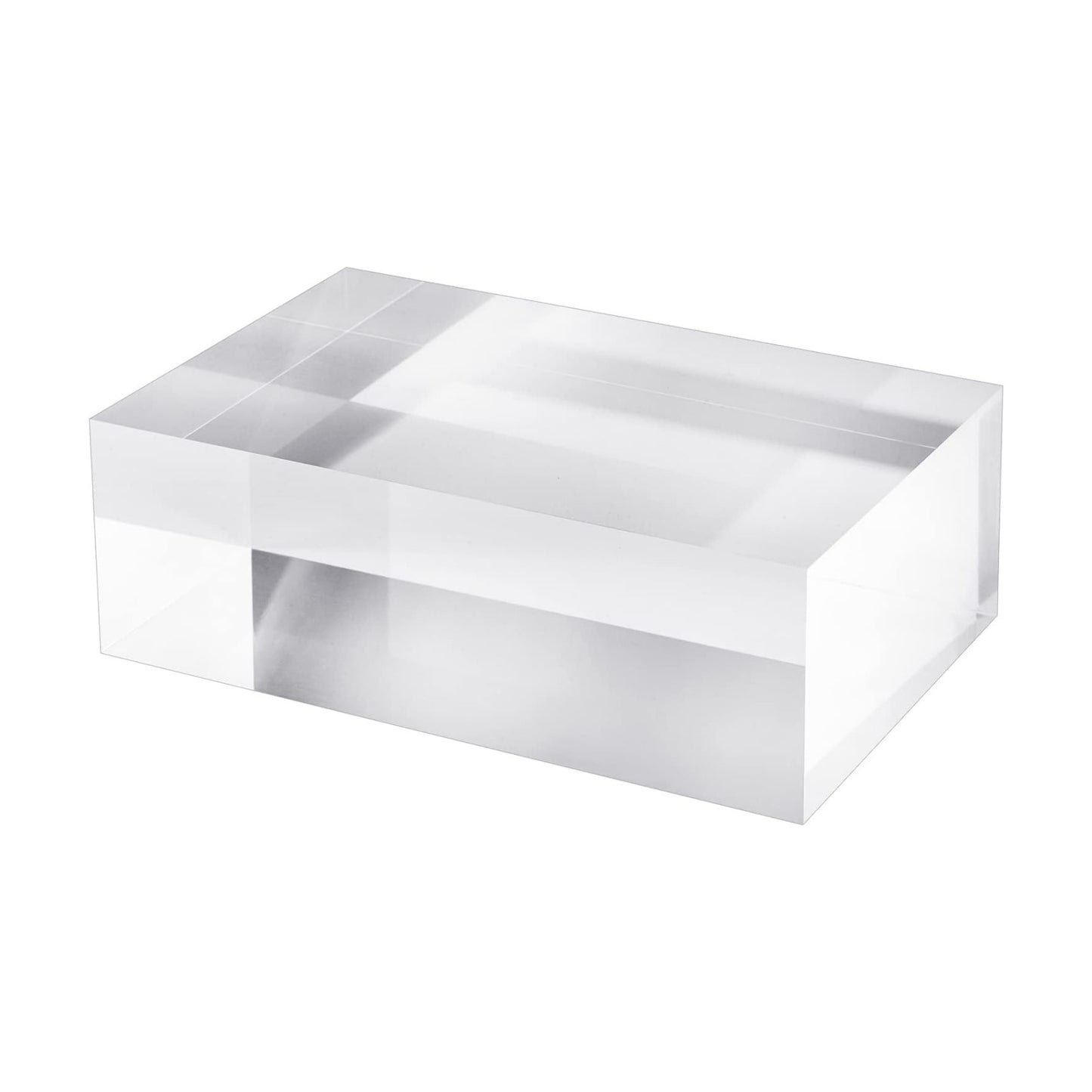 CiaoHER 2in Thickness Solid Acrylic Cube Display Block 2" x 4" x 6" | Clear Polished, Pedestal Stand Riser, Solid Base