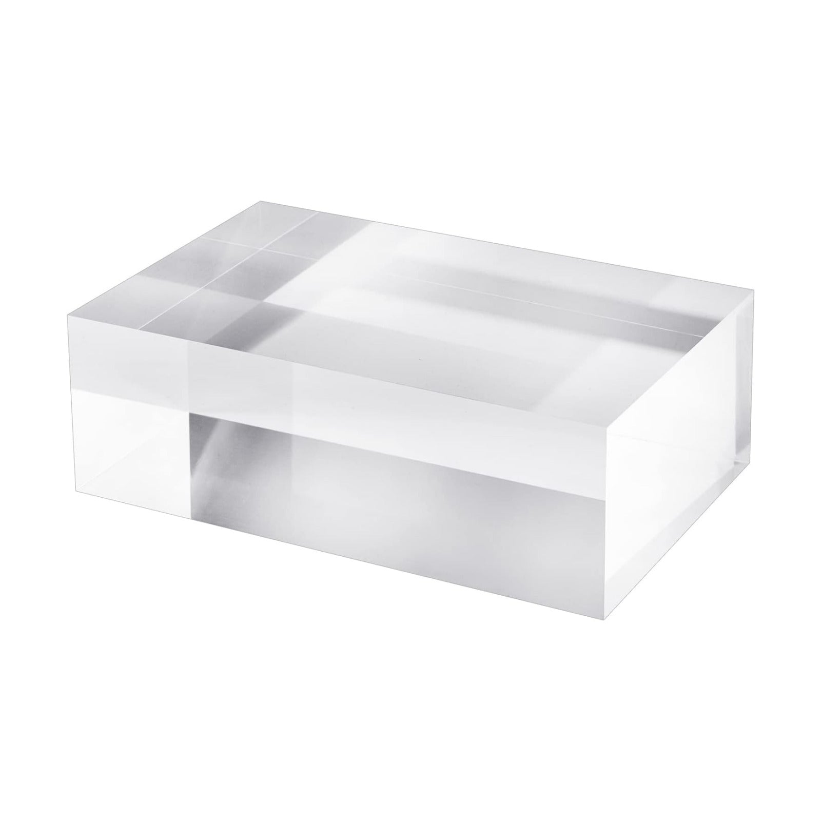 CiaoHER 2in Thickness Solid Acrylic Cube Display Block 2" x 4" x 6" | Clear Polished, Pedestal Stand Riser, Solid Base