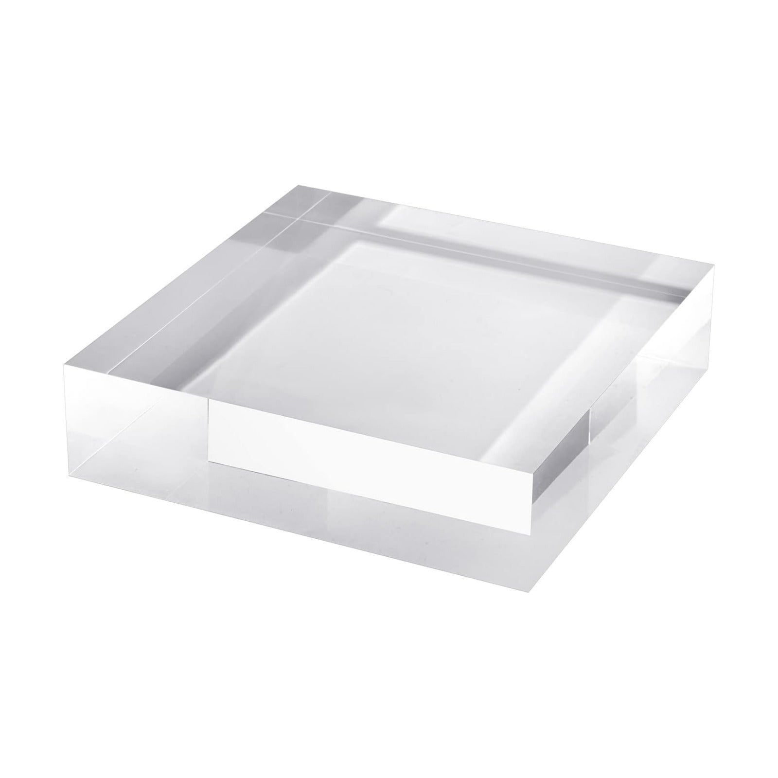 CiaoHER 2in Solid Acrylic Cube Display Block, 2" x 8" x 8" | 2in Thickness, Clear Polished, Pedestal Stand Riser, Solid