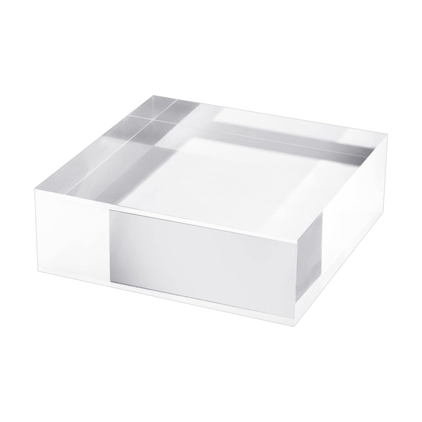 CiaoHER 2in Solid Acrylic Cube Display Block, Clear, 2"x6"x6" | Polished Pedestal Stand Riser, Solid Base, 1 Pack