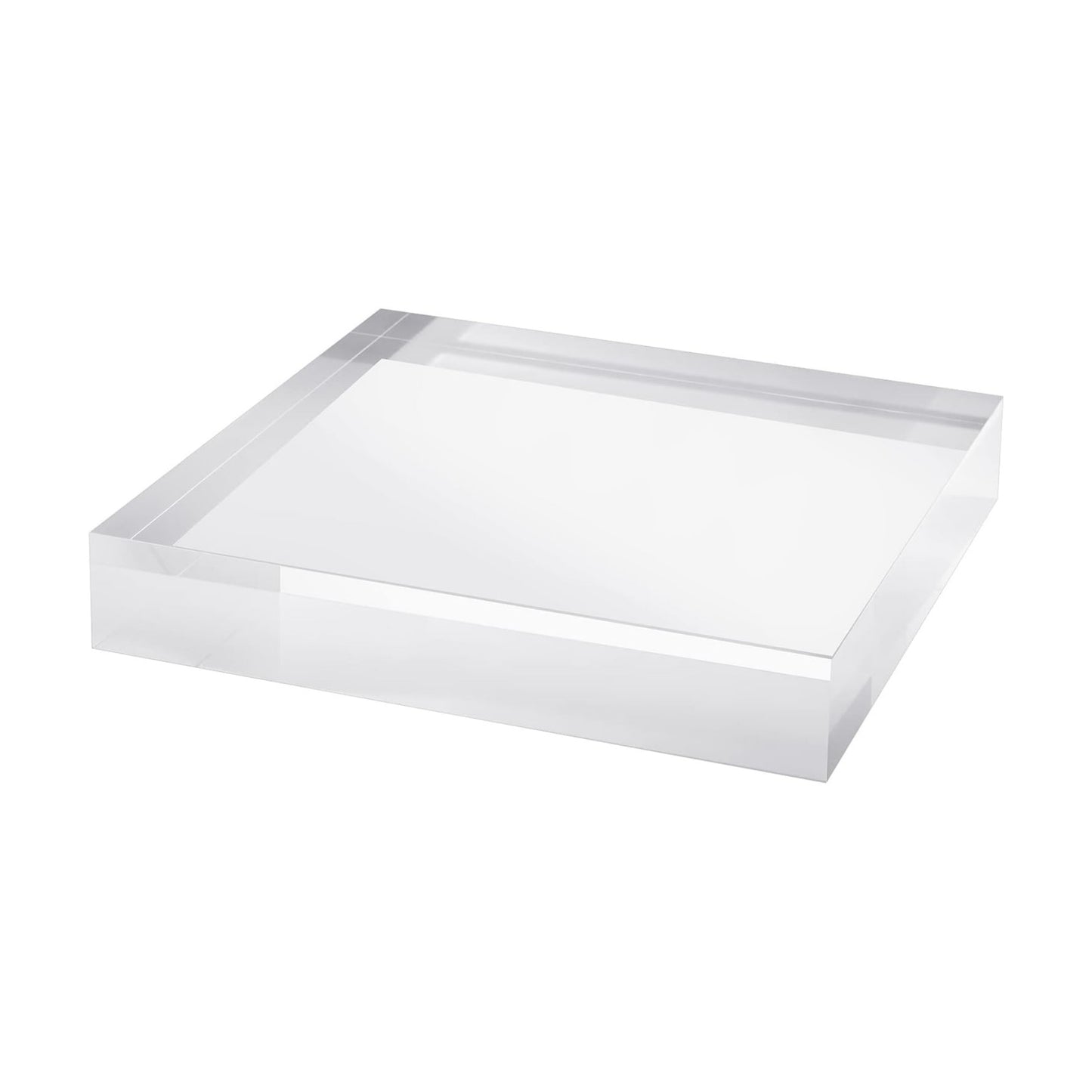 CiaoHER 2in Thickness Solid Acrylic Cube Display Block, 2" x 12" x 12" | Clear Polished, Pedestal Stand Riser, Solid