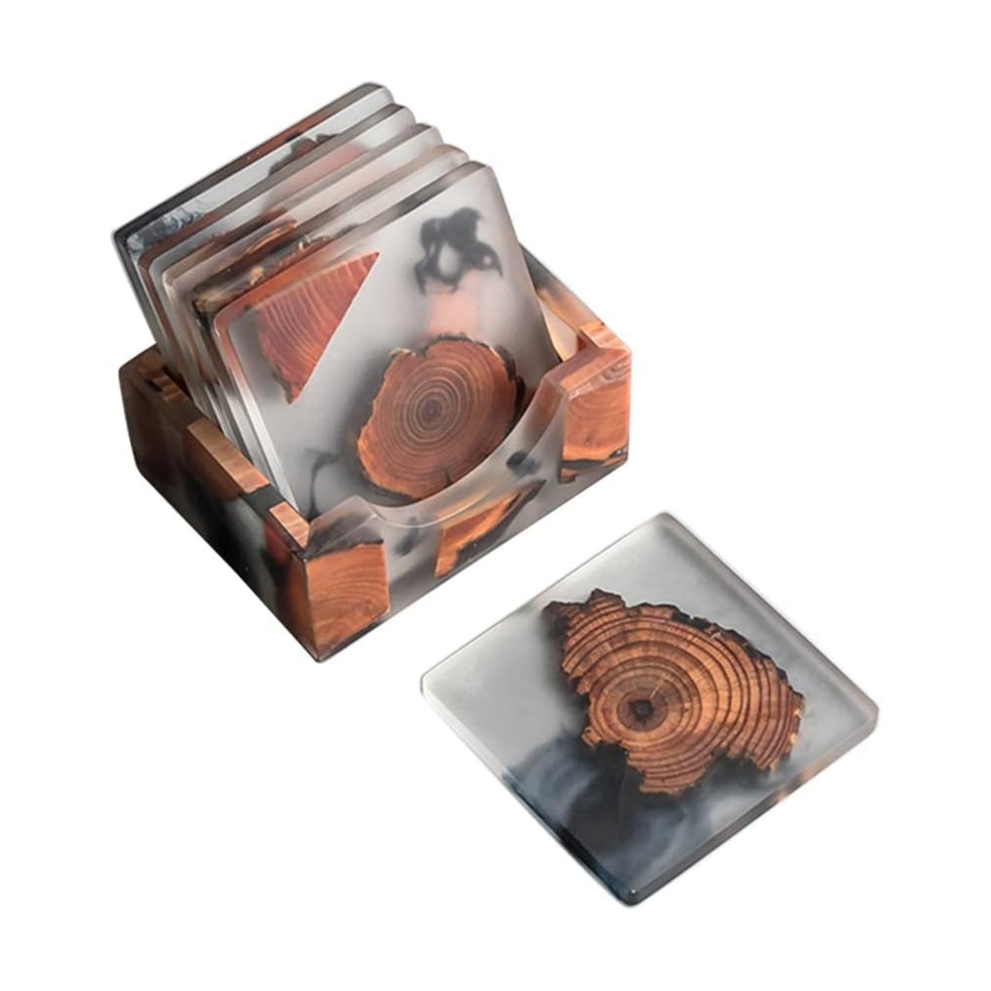 Holder / Cool Coaster Art / 6 Square Set / Set of 6