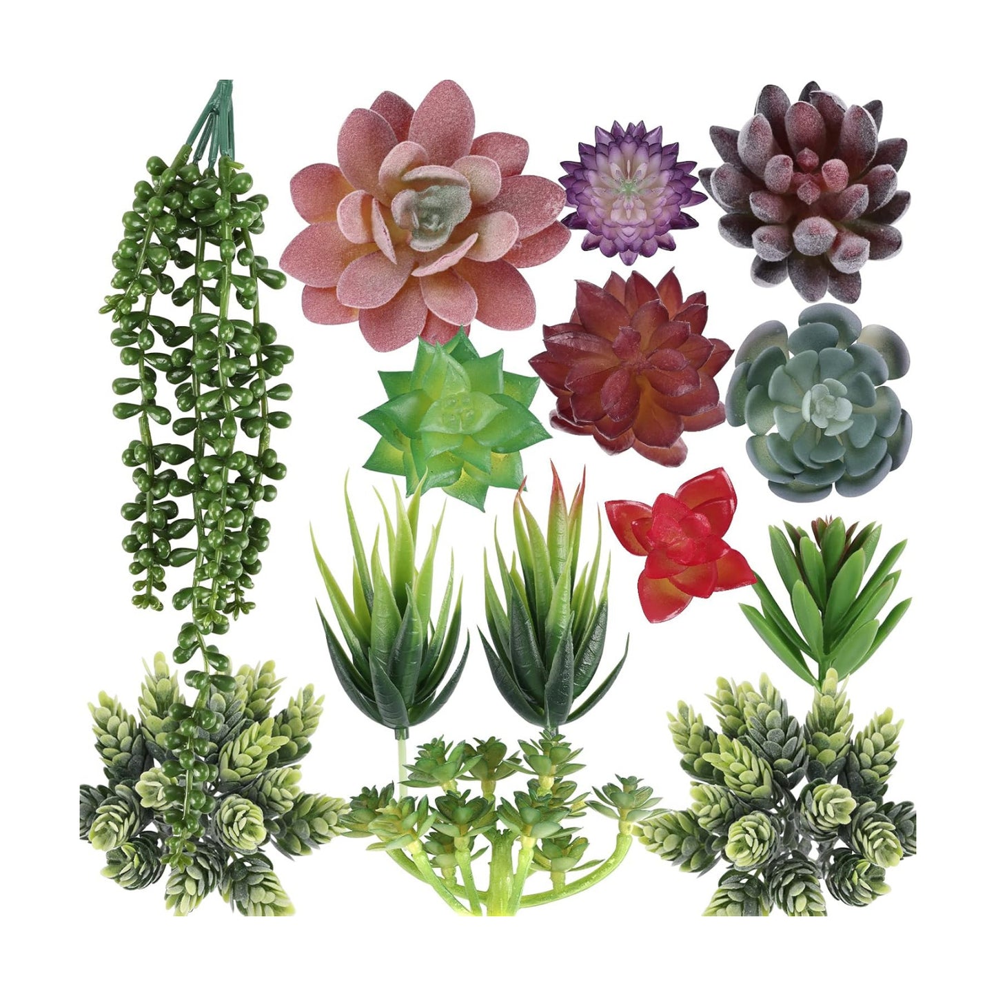 Fake Succulents Unpotted Realistic Textured Succulent Plants Mini Artificial Succulent / Set of 14