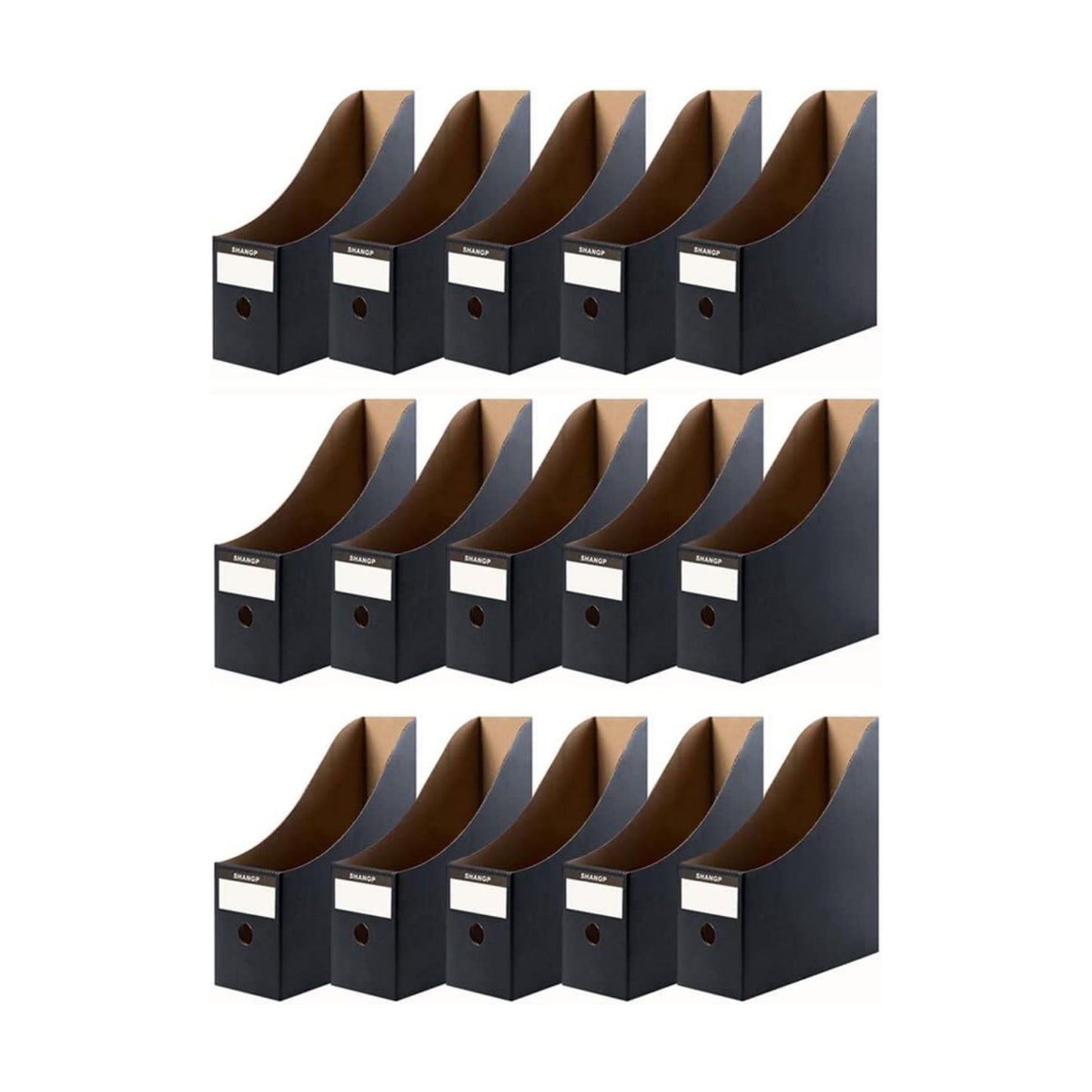 Foldable Desk File Holder Organizer Sturdy Cardboard Magazine Storage Box Document Rack with Blank Label Stickers for