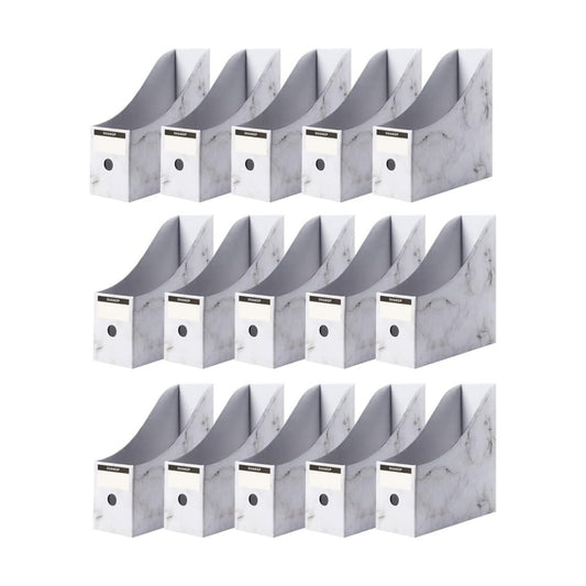 Foldable Desk File Holder Organizer Sturdy Cardboard Magazine Storage Box Document Rack with Blank Label Stickers for