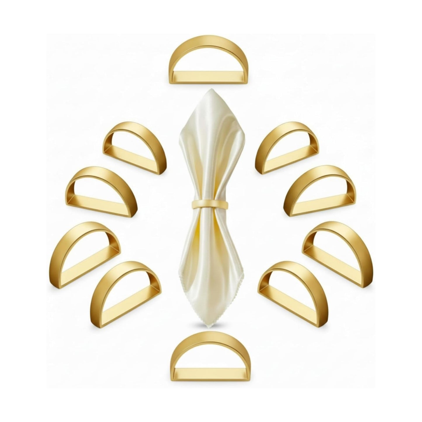 Chengu 100 Pcs Gold Napkin Rings Stainless Steel, Matte Gold Semicircle | Semicircle Holders for Dinner Party Wedding