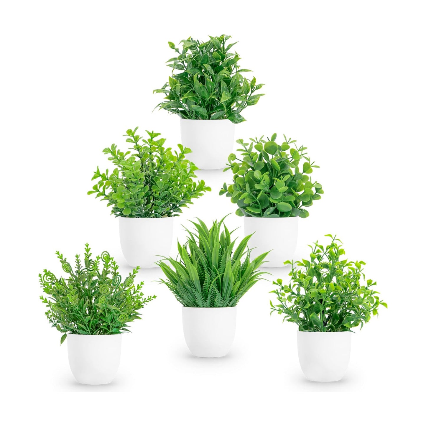 Mini Fake Plants Artificial Eucalyptus Faux Plants / Set of 6
