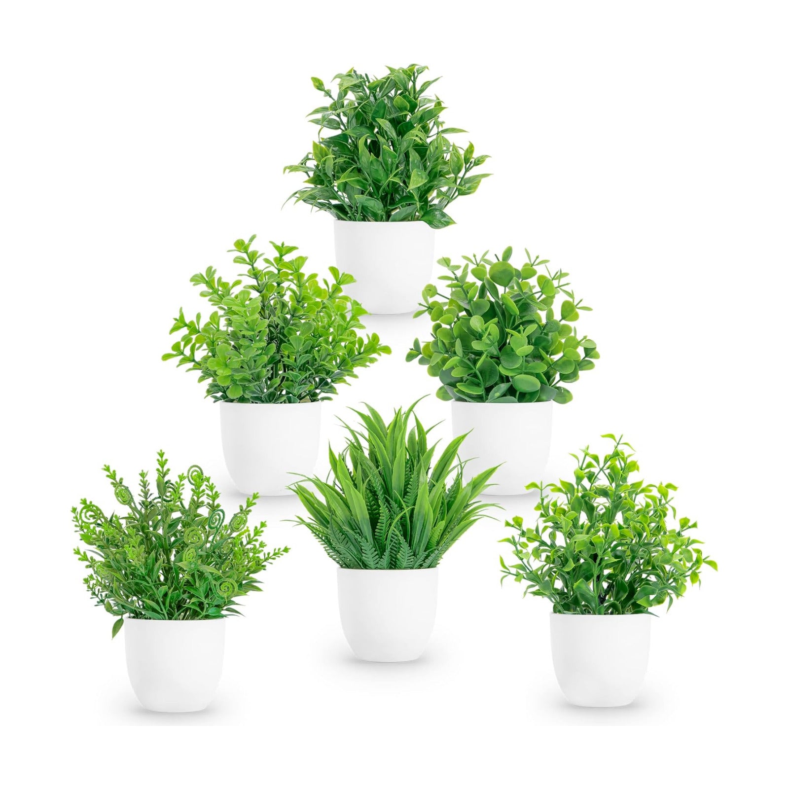 Mini Fake Plants Artificial Eucalyptus Faux Plants / Set of 6