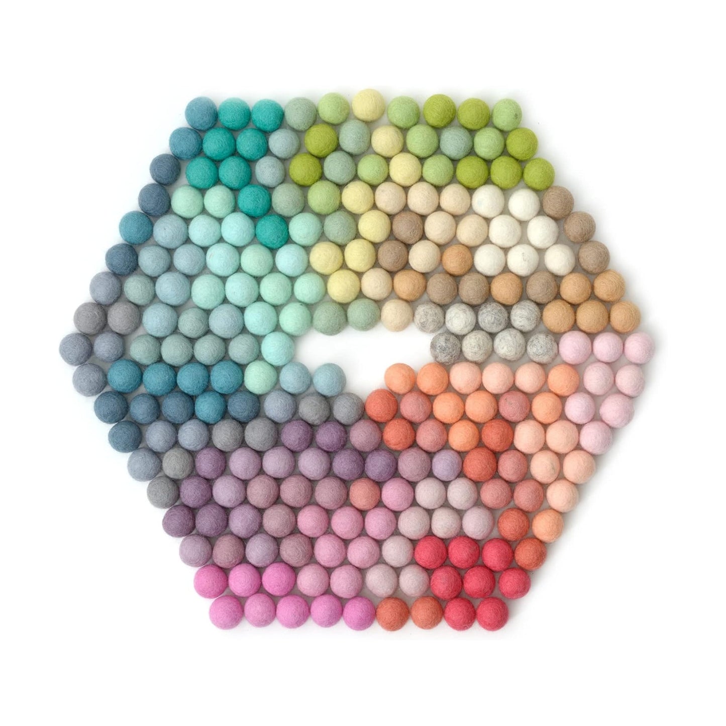 Glaciart One Felt Pom Poms, Wool Felt Balls (240 Pieces) 2.5 cm – 1 Inch, Handmade Felted 30 Pastel Colors (Green