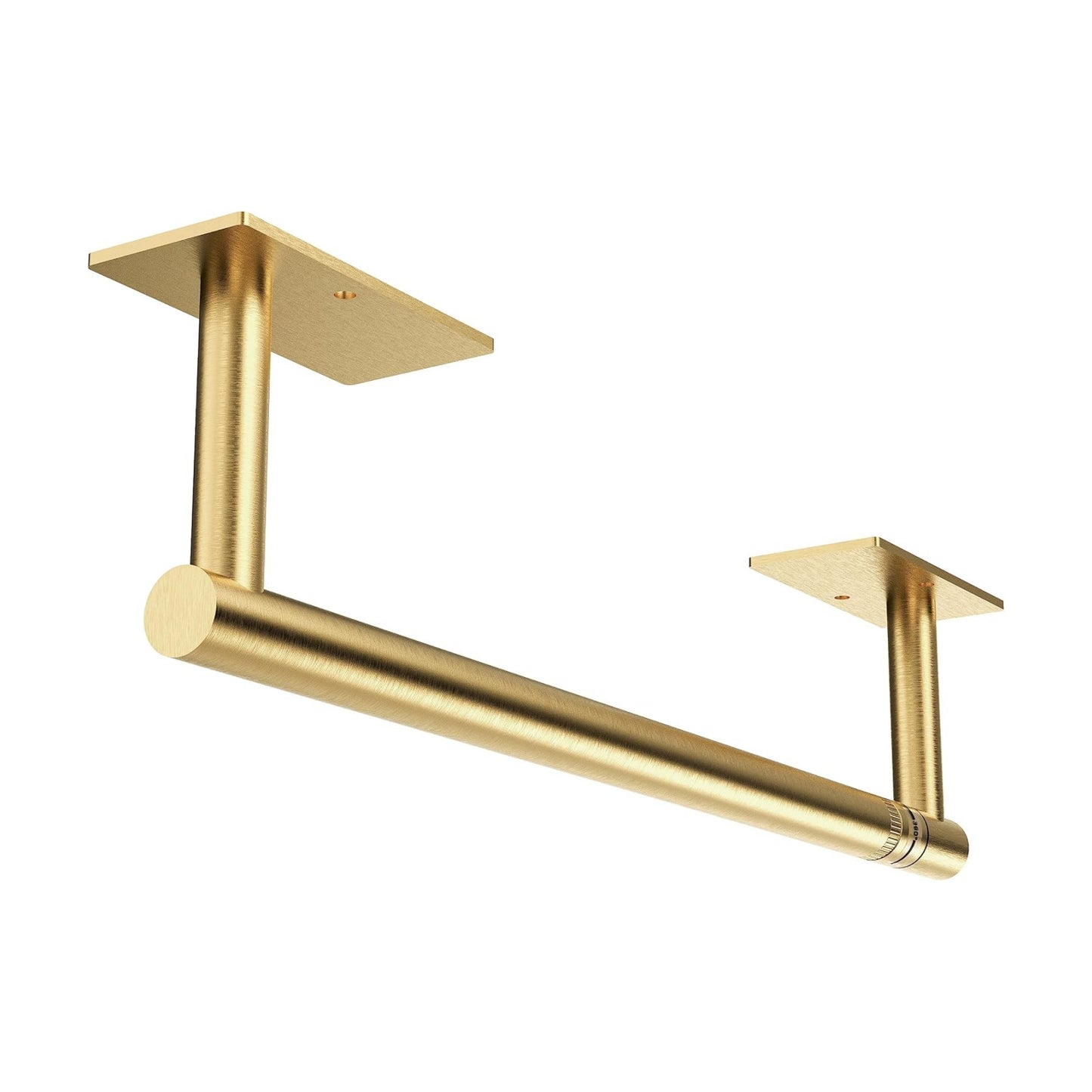 Gold Paper Towel Holder Under Cabinet Self Adhesive or Wall Mount | 304 Stainless Steel Post Pivoting Design No
