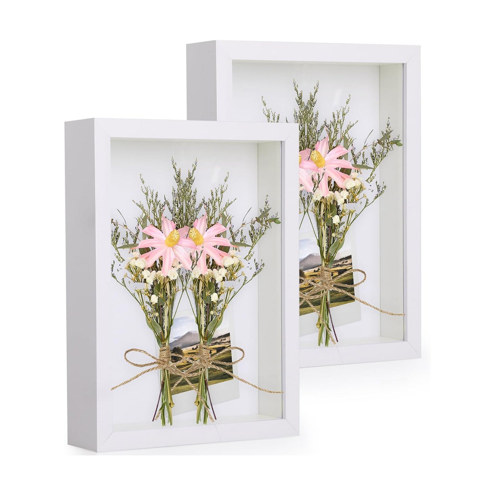 2pcs A4 Shadow Box Frame, 8x12 3D Picture Frame Display Cas with Real Transparent Glass for Photos, Memorabilia