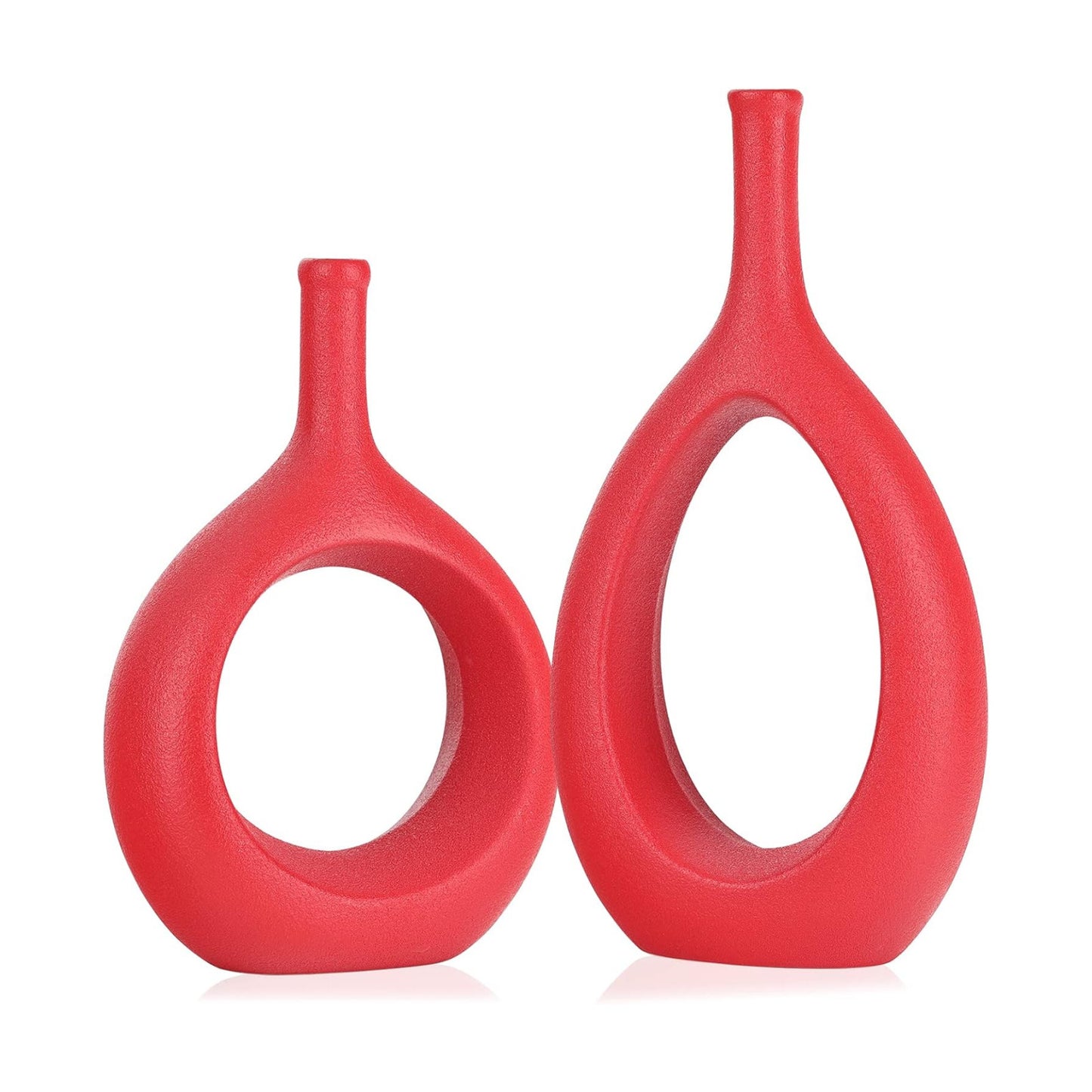 Boho Circle Vase / Red / Set of 2
