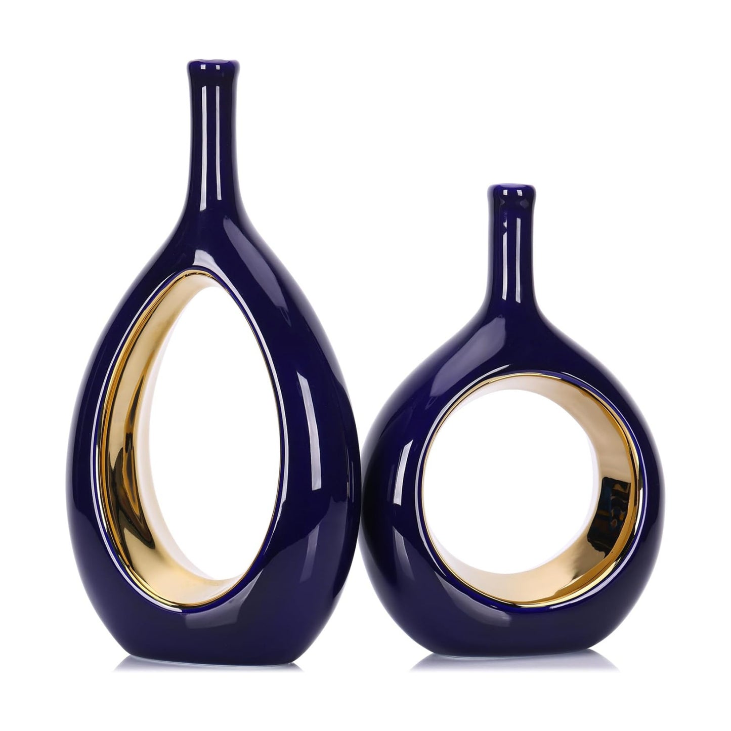 Vase Ceramic Blue Vases Home Decor / Blue and Gold