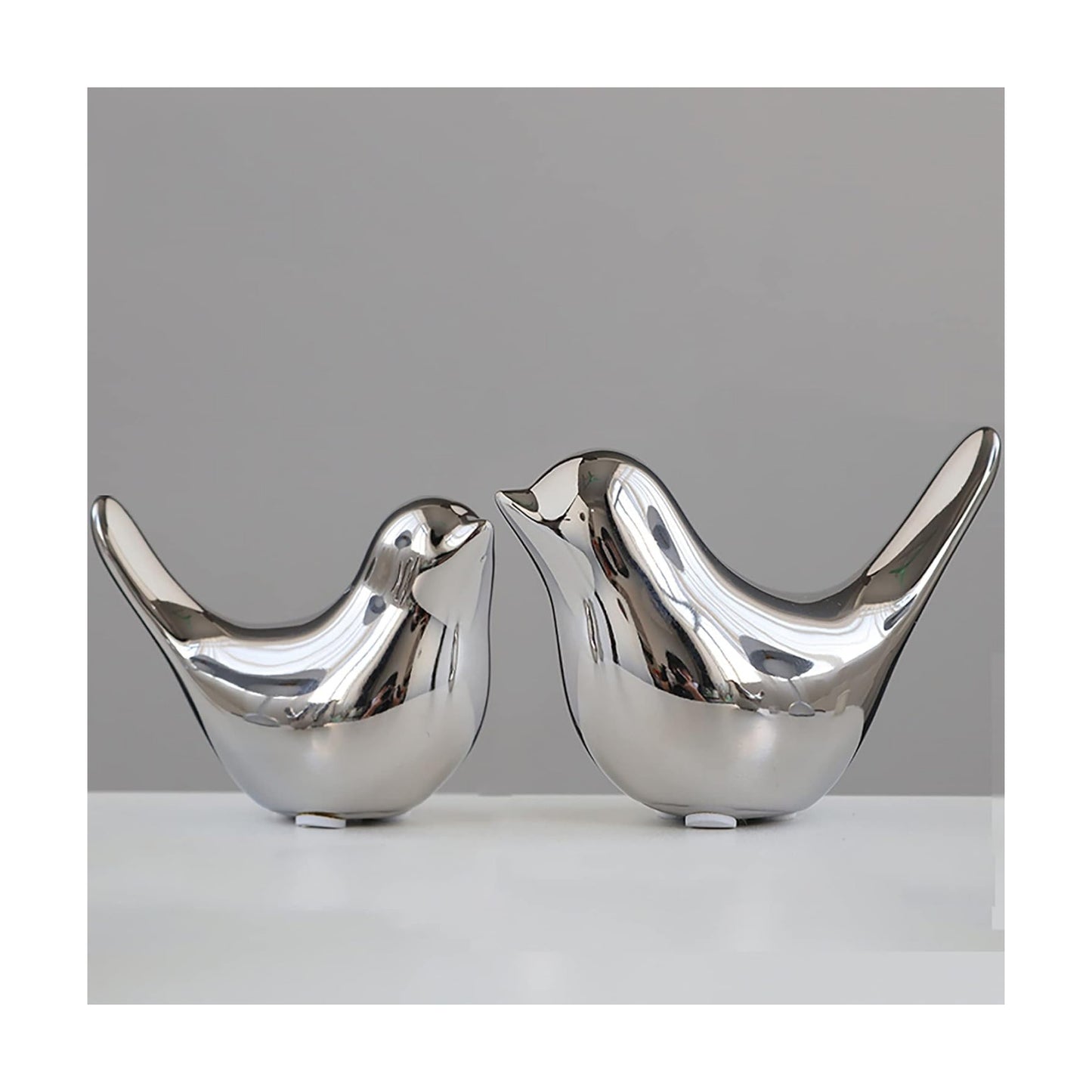 FANTESTICRYAN Small Birds Statues Home Decor, Modern Style, Silver, M&L