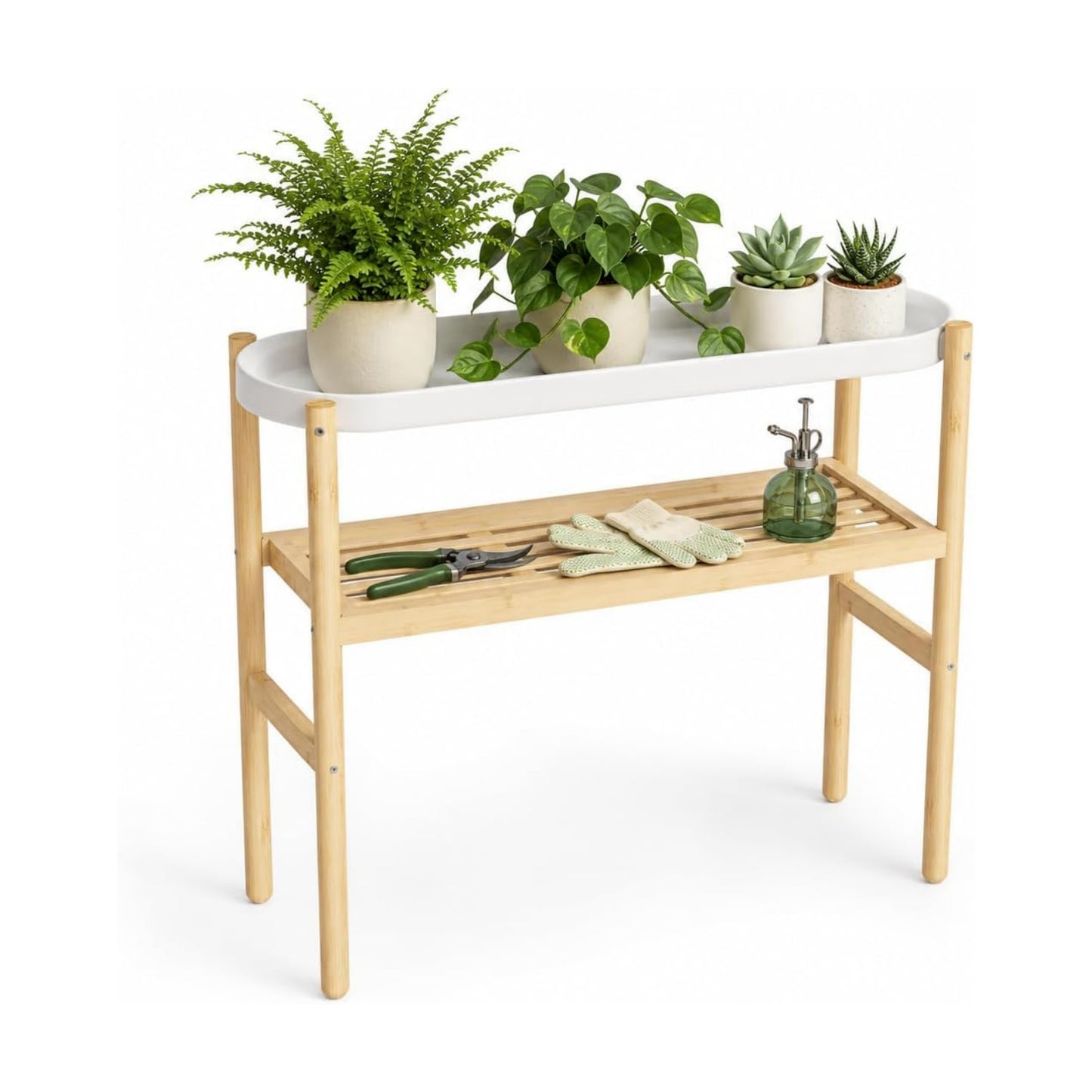 APRTAT 2-Tier Tall Bamboo Plant Stand for Multiple Indoor Plants | Natural Bamboo Holds Multiple Plants Stable