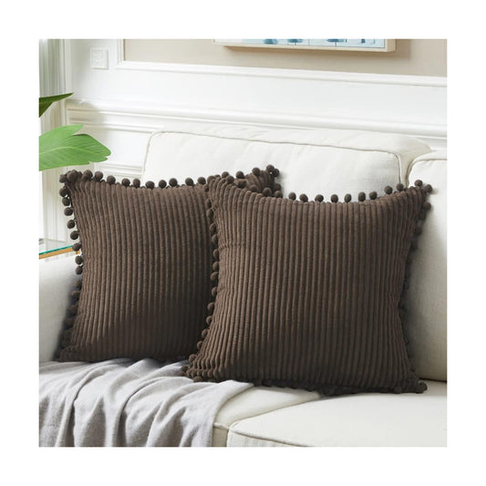 Decorative Throw Pillow Covers / 18 x 18 / Dark Brown / Set of 2