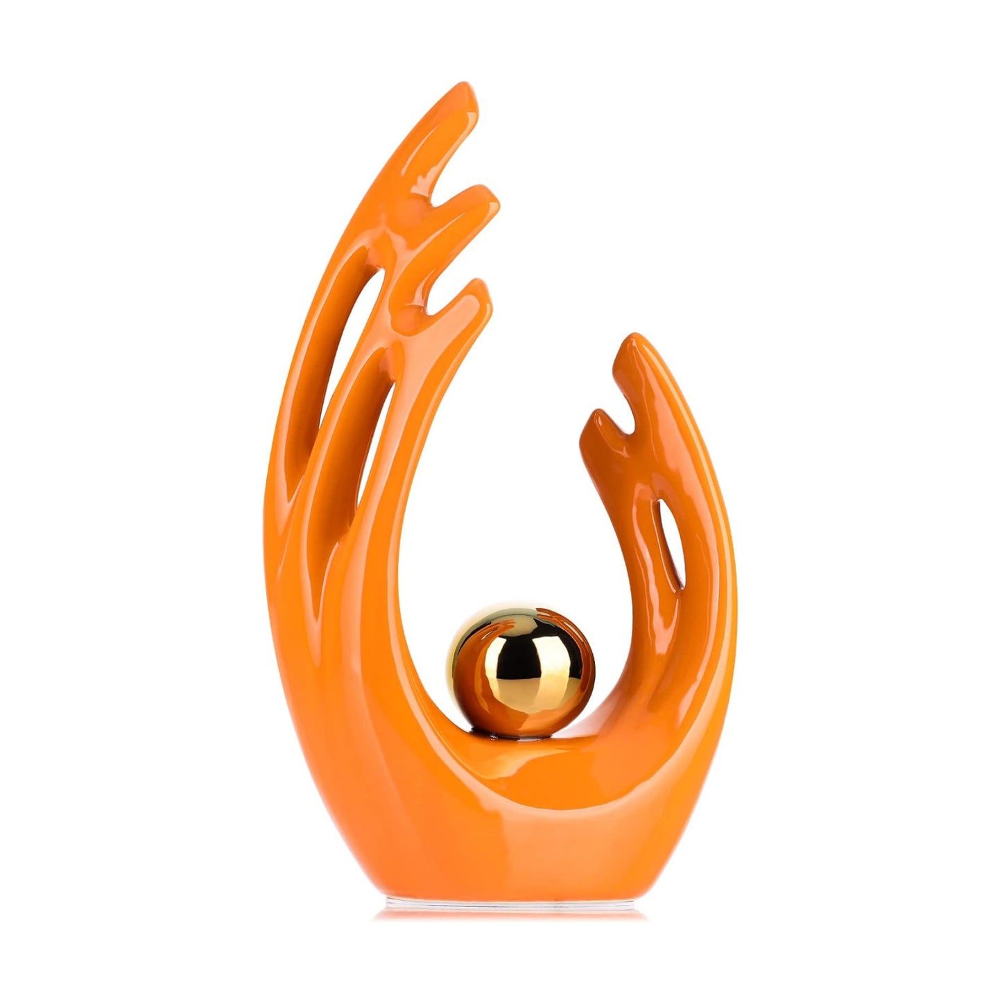 Gold Art Ceramic Statues / Orange / Big