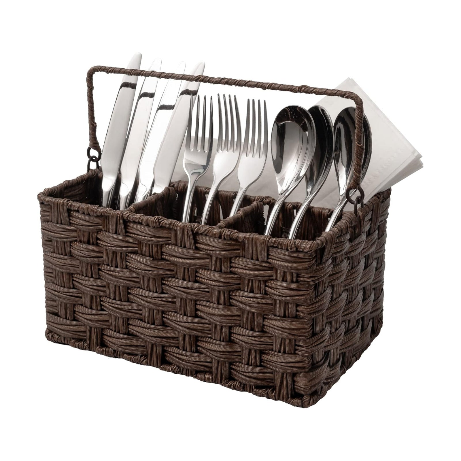 Wicker Utensil Holder Organizer / Brown