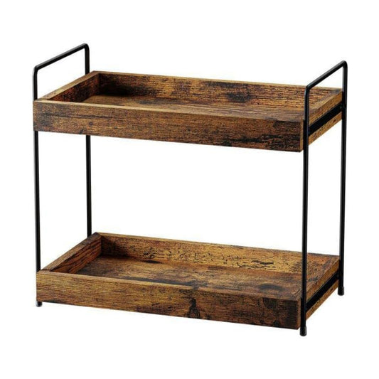 2-Tier Wood Bathroom Counter Organizer, Kitchen Spice Rack | Multi-Use Storage Shelf, Holds Toiletries, Cosmetics