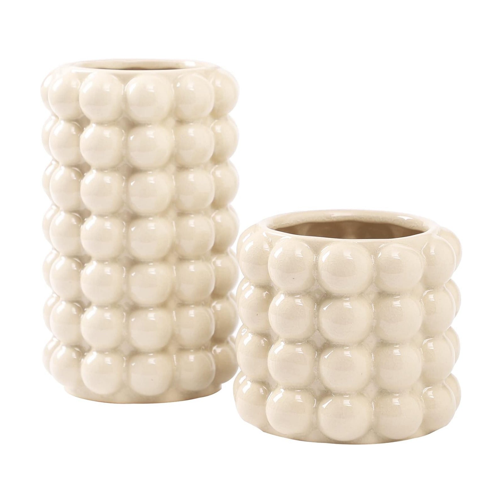 Ceramic Vase for Flowers / Beige / Large+medium / Set of 2