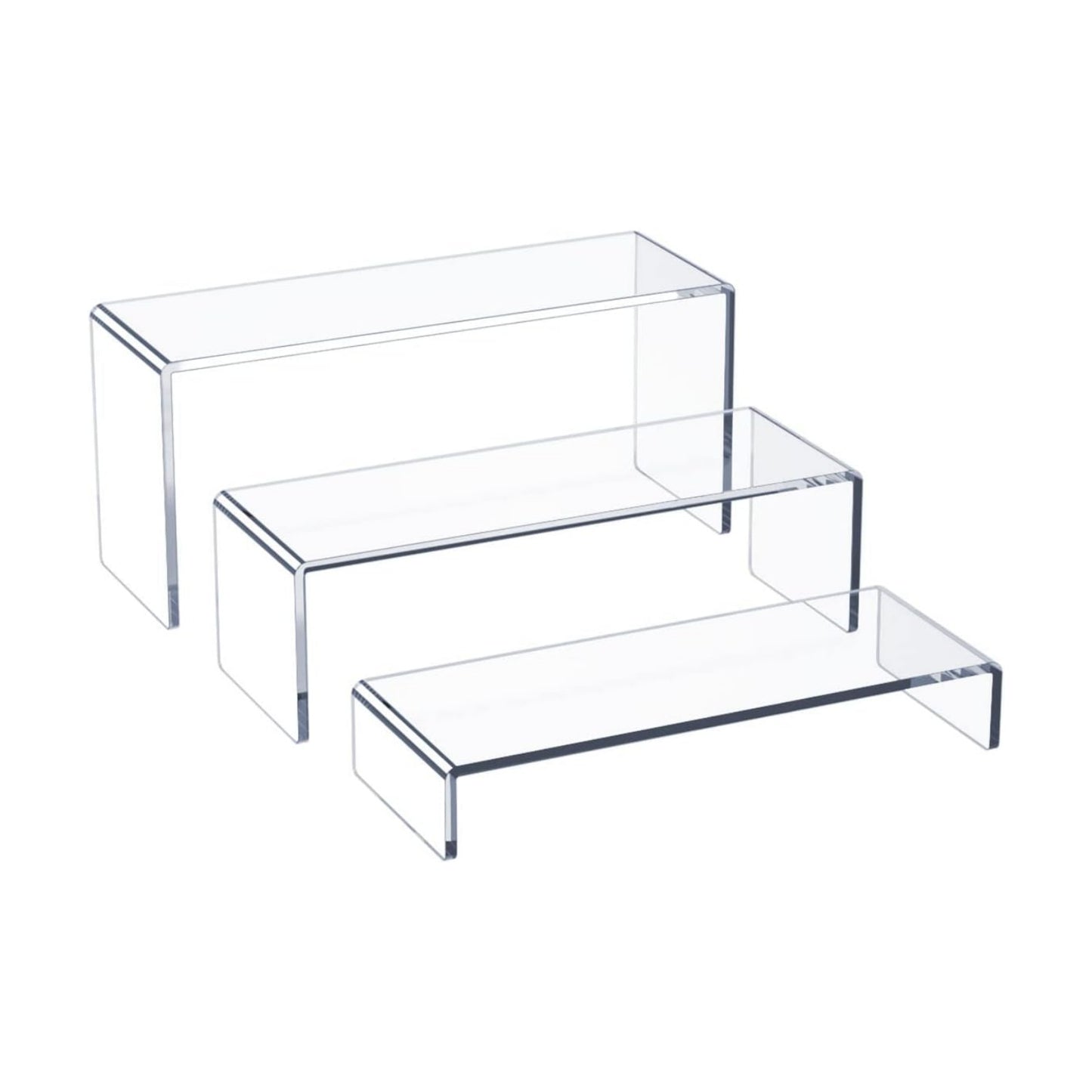 Acrylic Display Riser, 3 Step 9" Large Acrylic Risers | Clear Rectangular Display Shelf for Cupcake Stand, Tiered