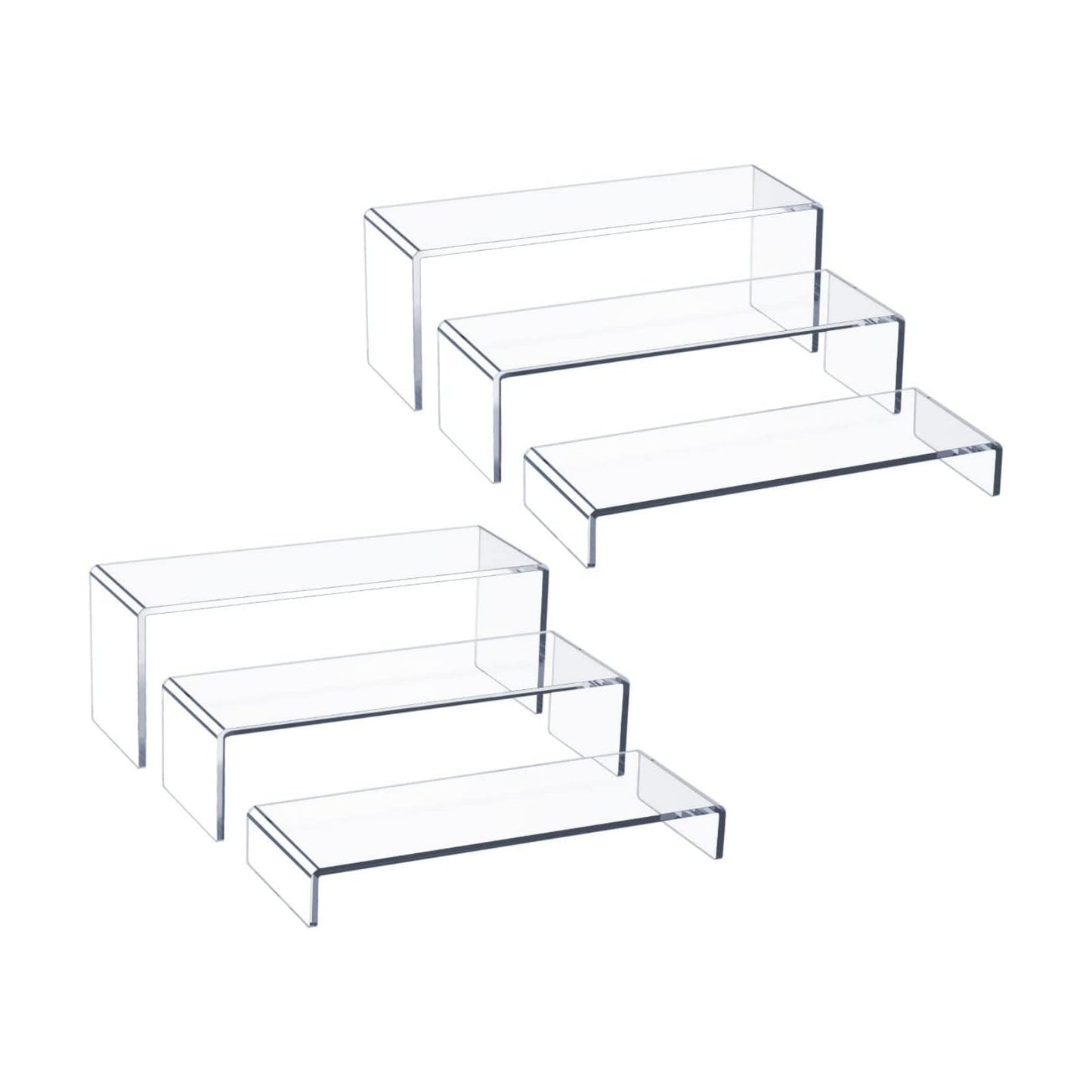 Acrylic Display Riser, 6 Pcs 12" Large Acrylic Risers | Thickened to 5mm Clear Rectangular Display Shelf for Cupcake