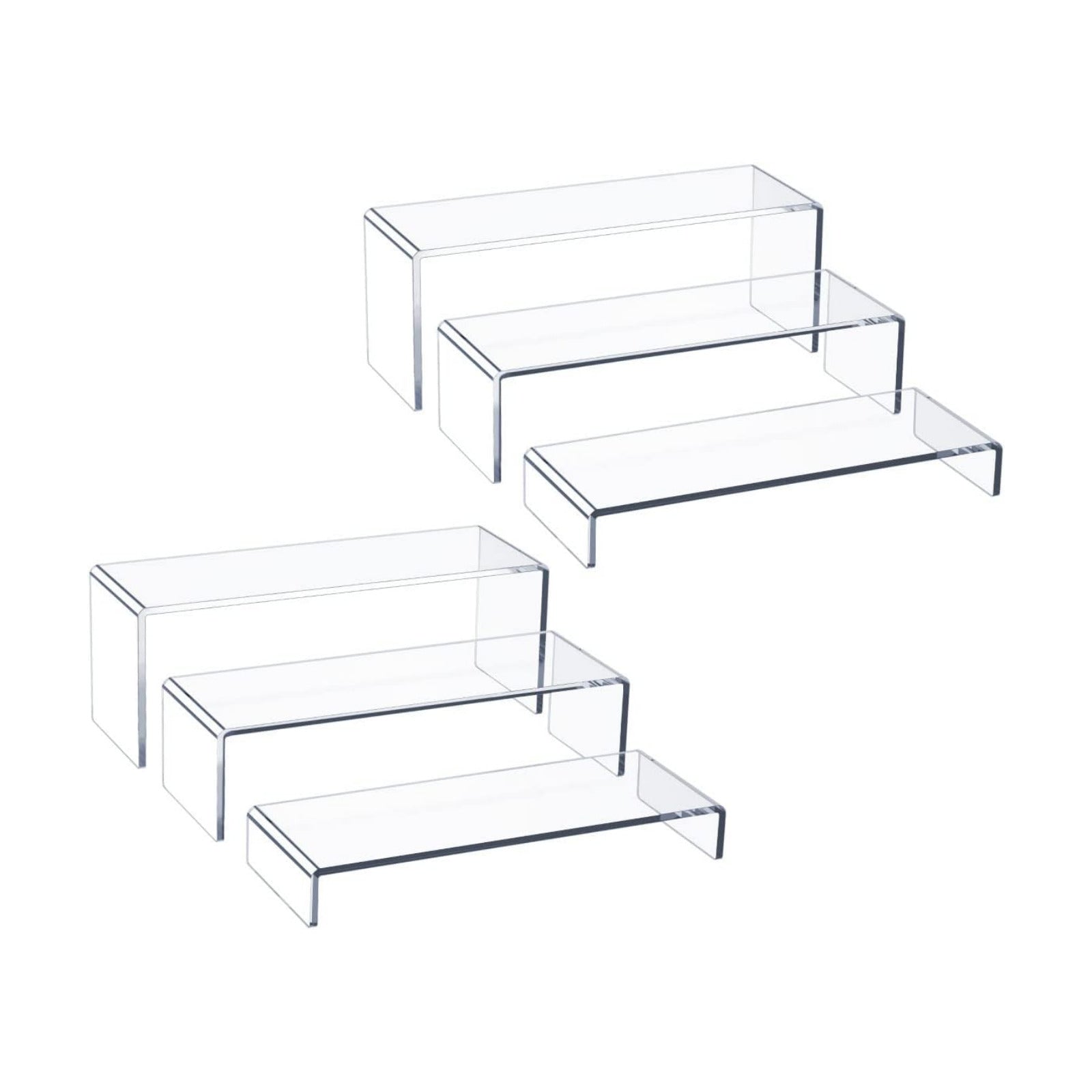 Acrylic Display Riser, 6 Pcs 12" Large Acrylic Risers | Thickened to 5mm Clear Rectangular Display Shelf for Cupcake