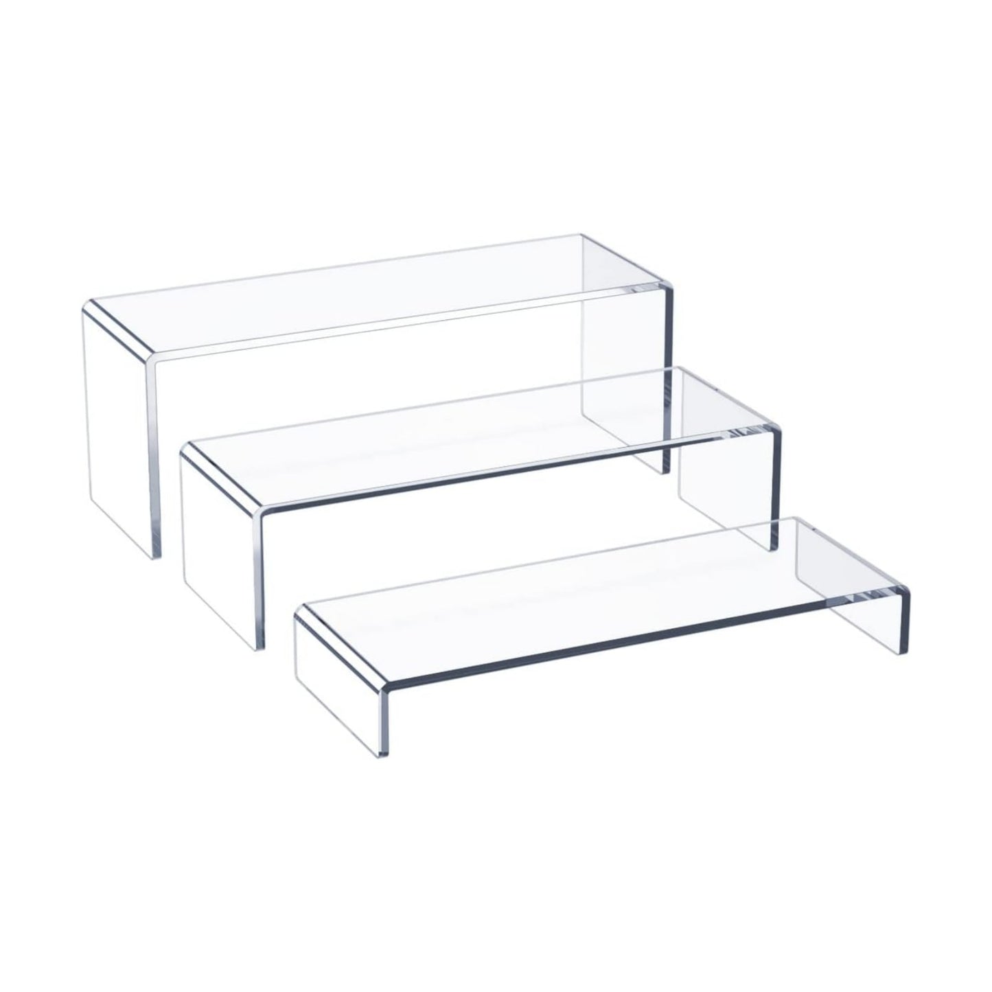 Acrylic Display Riser, 3 Step 12" Large Acrylic Risers | Thickened to 5mm Clear Rectangular Display Shelf for Cupcake