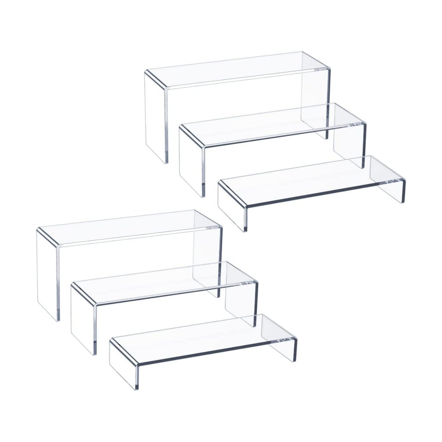 Acrylic Display Riser, 6 Pcs 9" Large Acrylic Risers | Thickened to 5mm Clear Rectangular Display Shelf for Cupcake