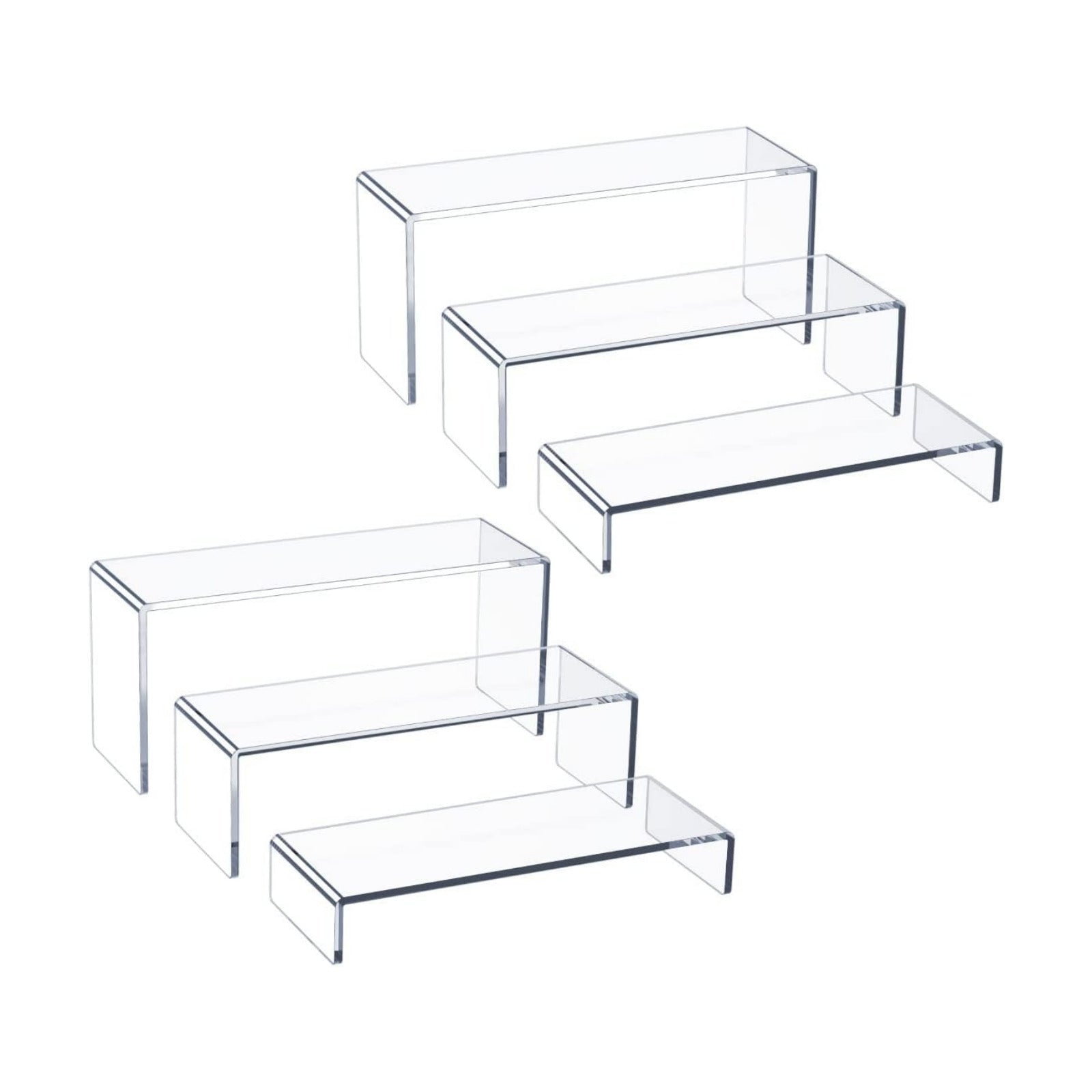 Acrylic Display Riser, 6 Pcs 9" Large Acrylic Risers | Thickened to 5mm Clear Rectangular Display Shelf for Cupcake