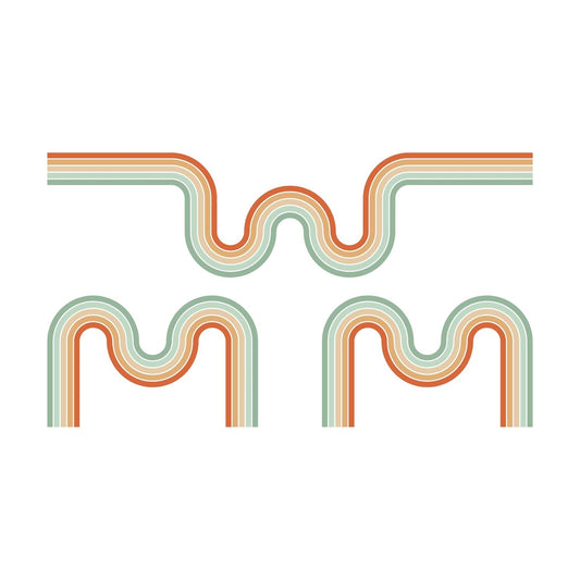 Vintage Retro Colorful Rainbow Tracks Vinyl Kids Bedroom Wall Decoration Home Living Room / 20 x 34